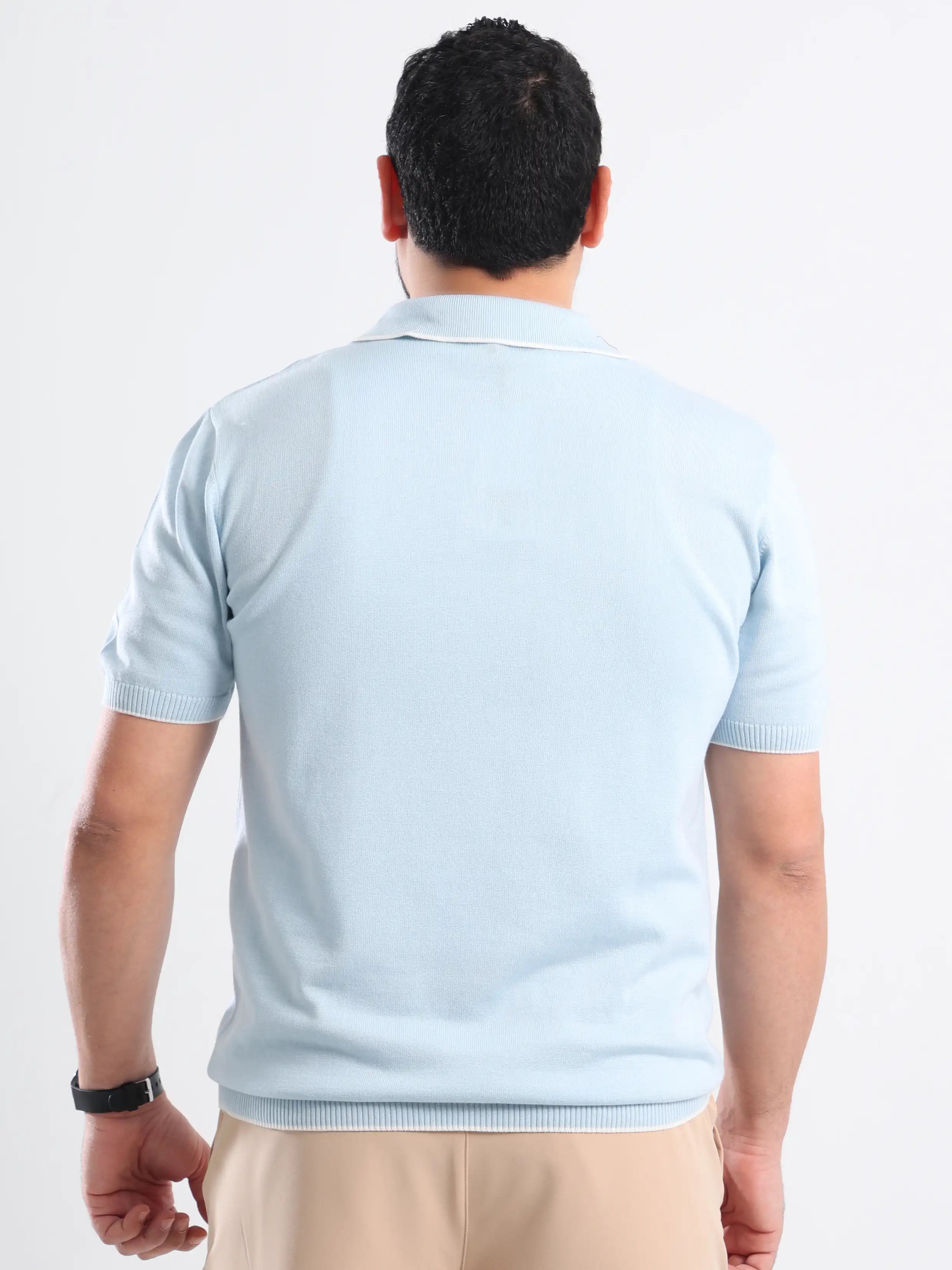 Soft Knit Polo Short sleeve - Light Blue