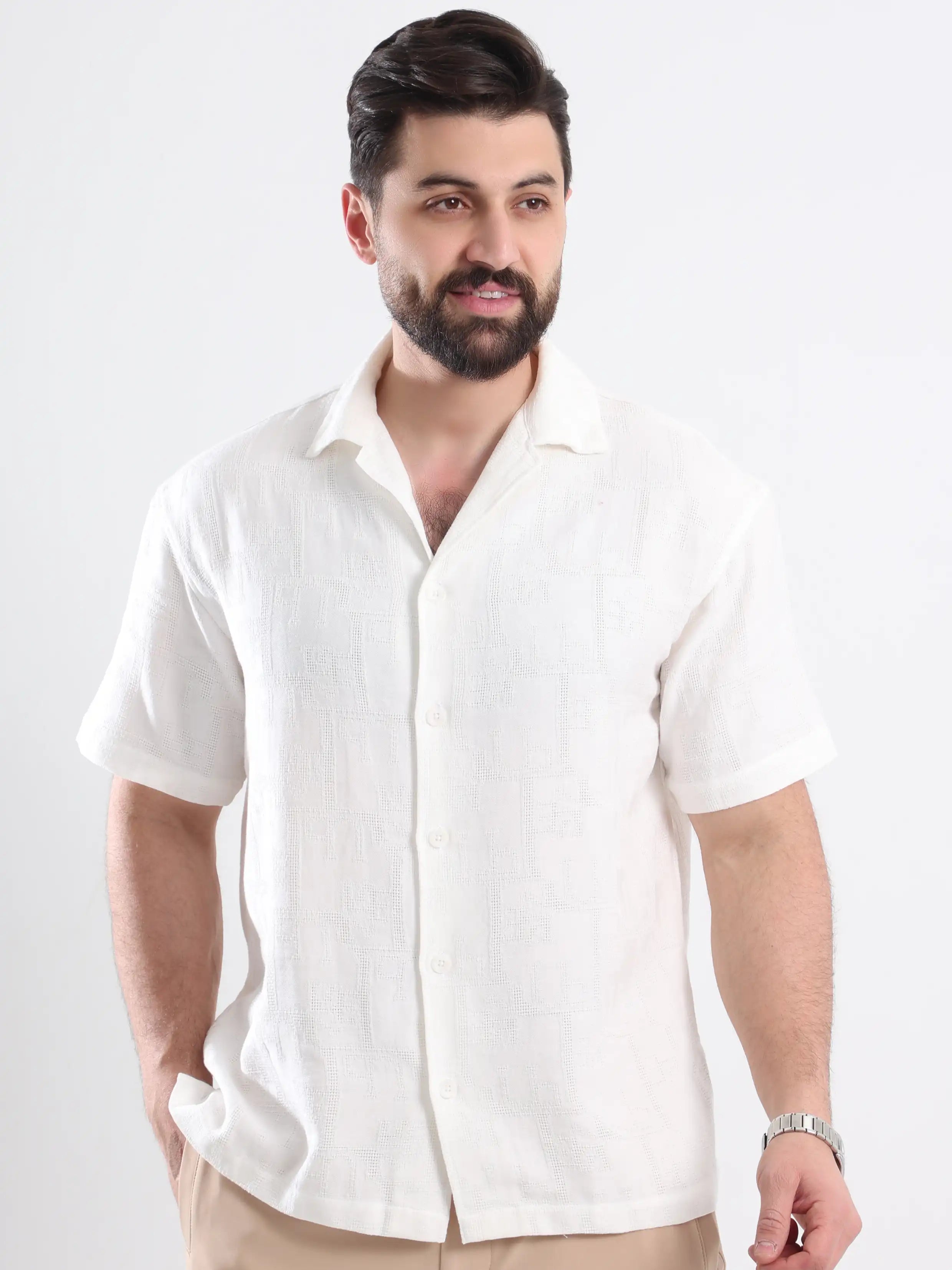 Button-Up Short Sleeve Shirt - White