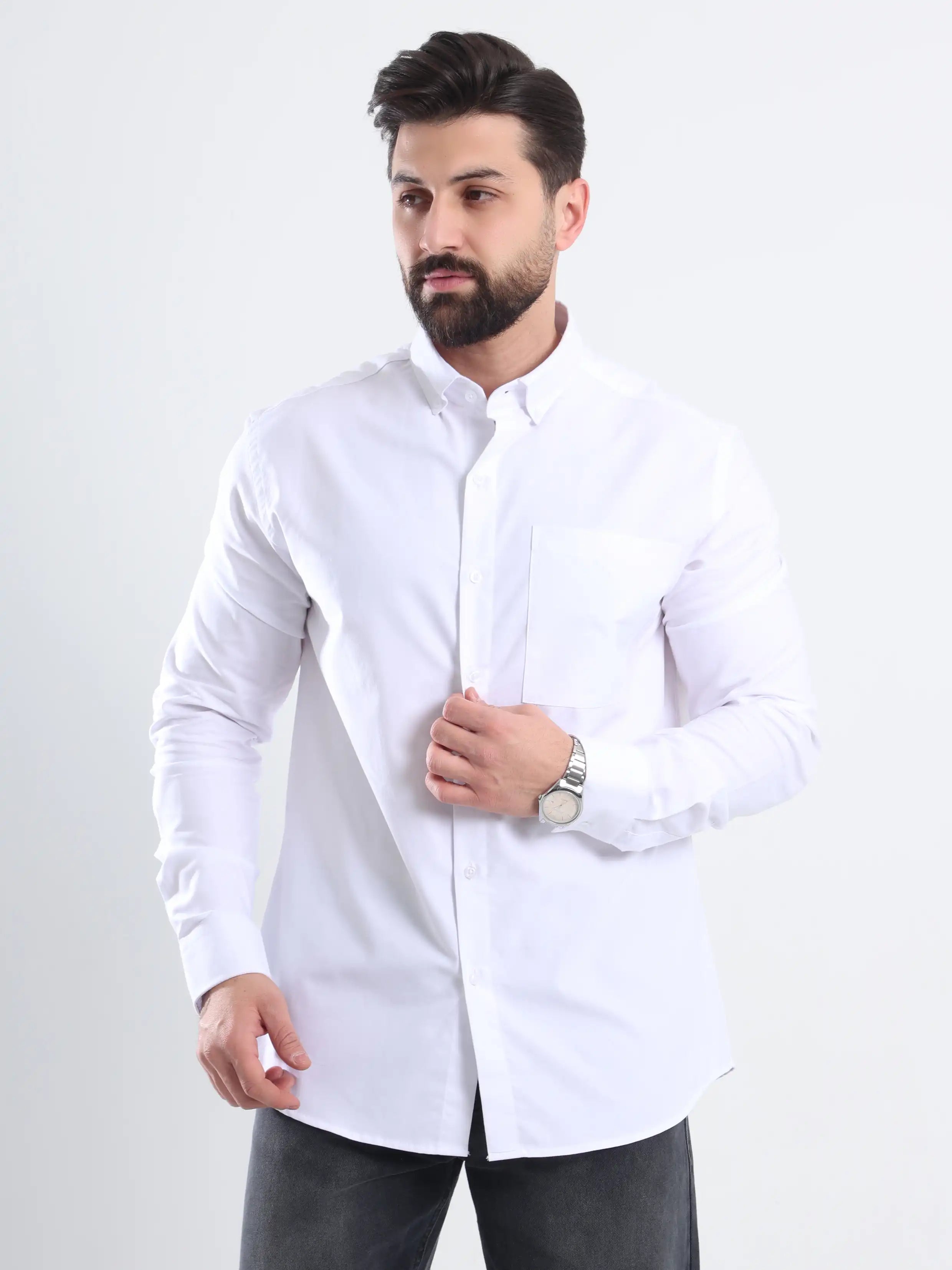 Relaxed fit Oxford shirt Basic - White
