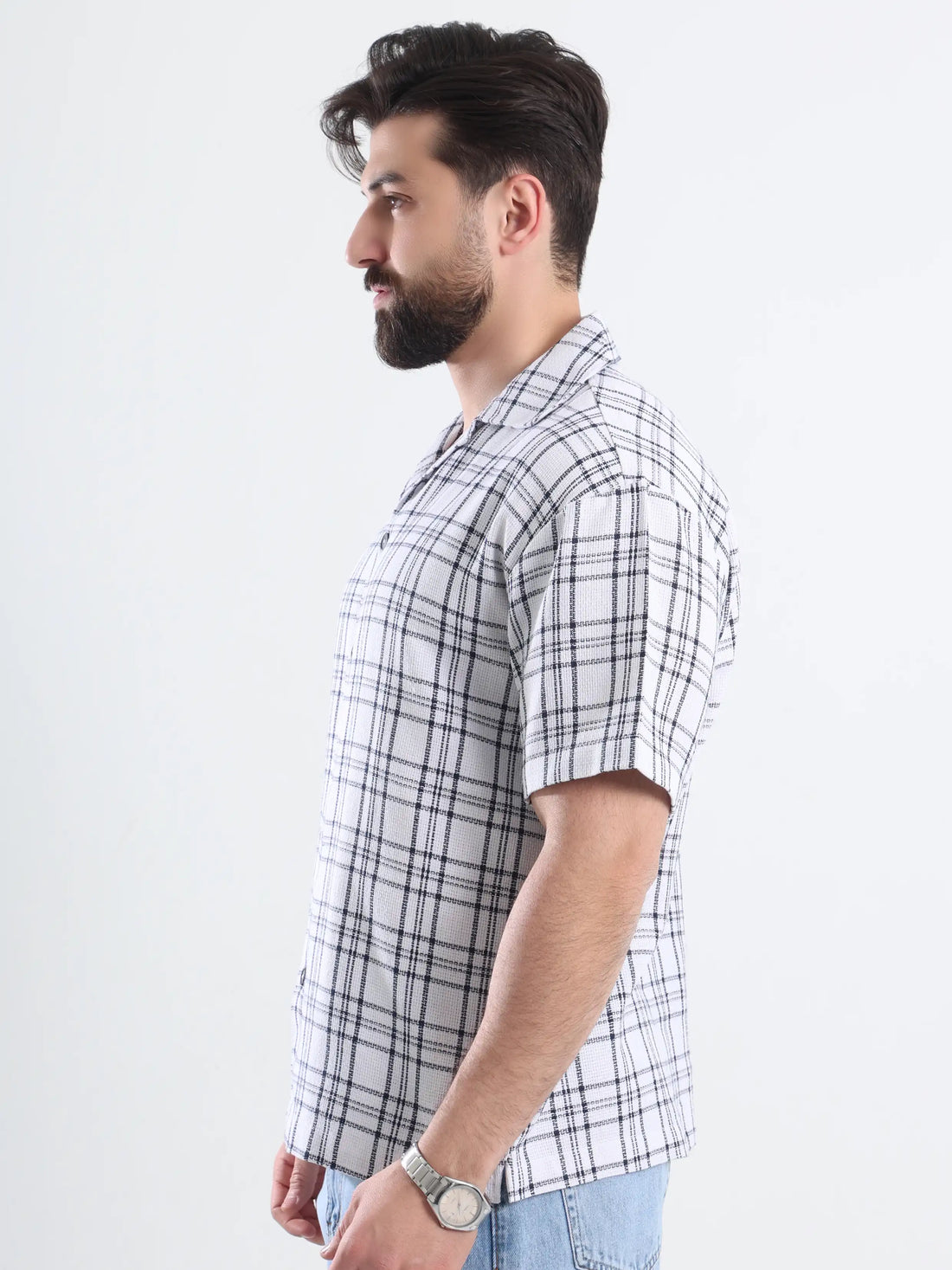 Jacquard Button-Up shirt - White