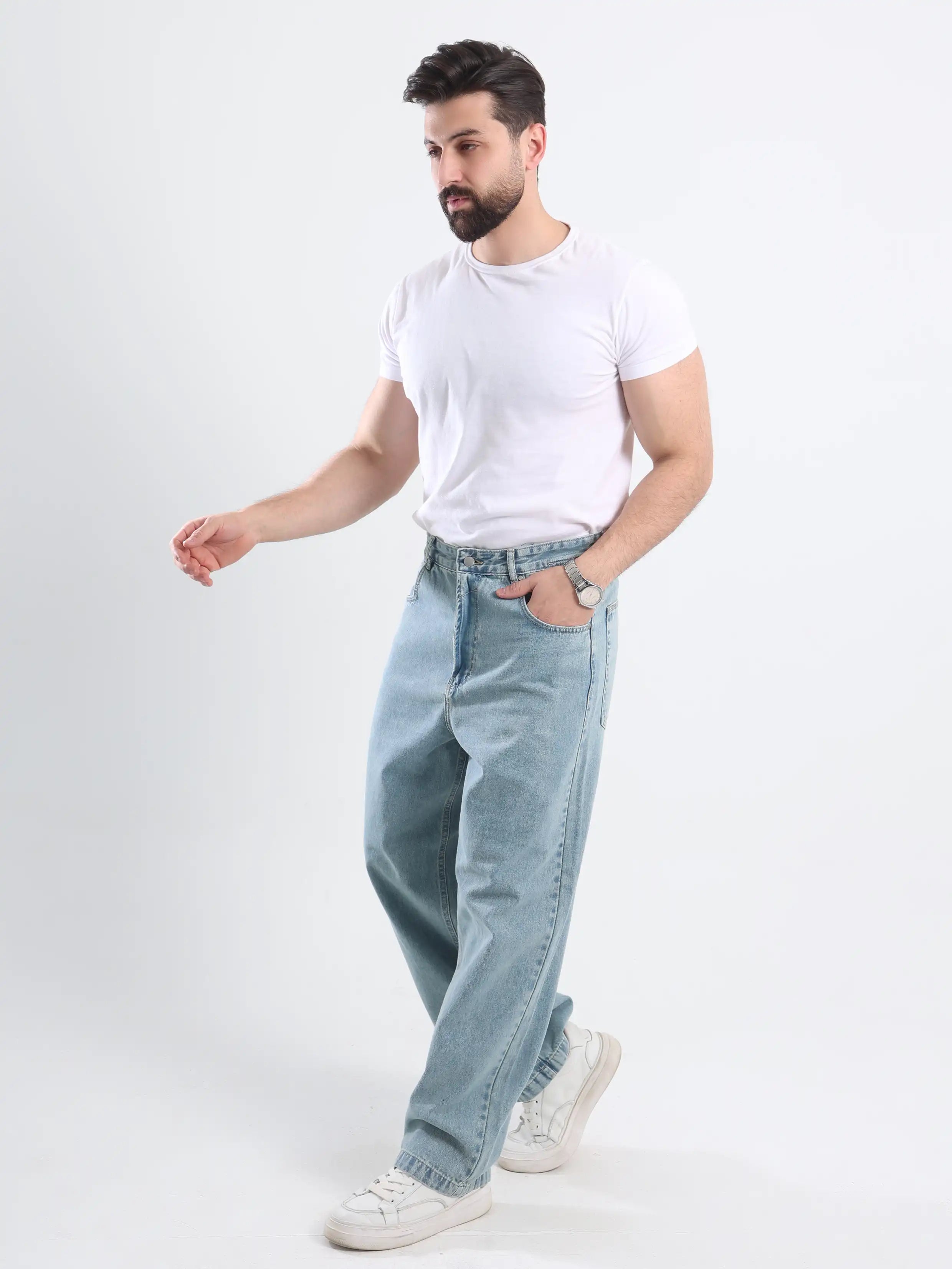 Wide leg Super Baggy Fit Jeans - Light Blue