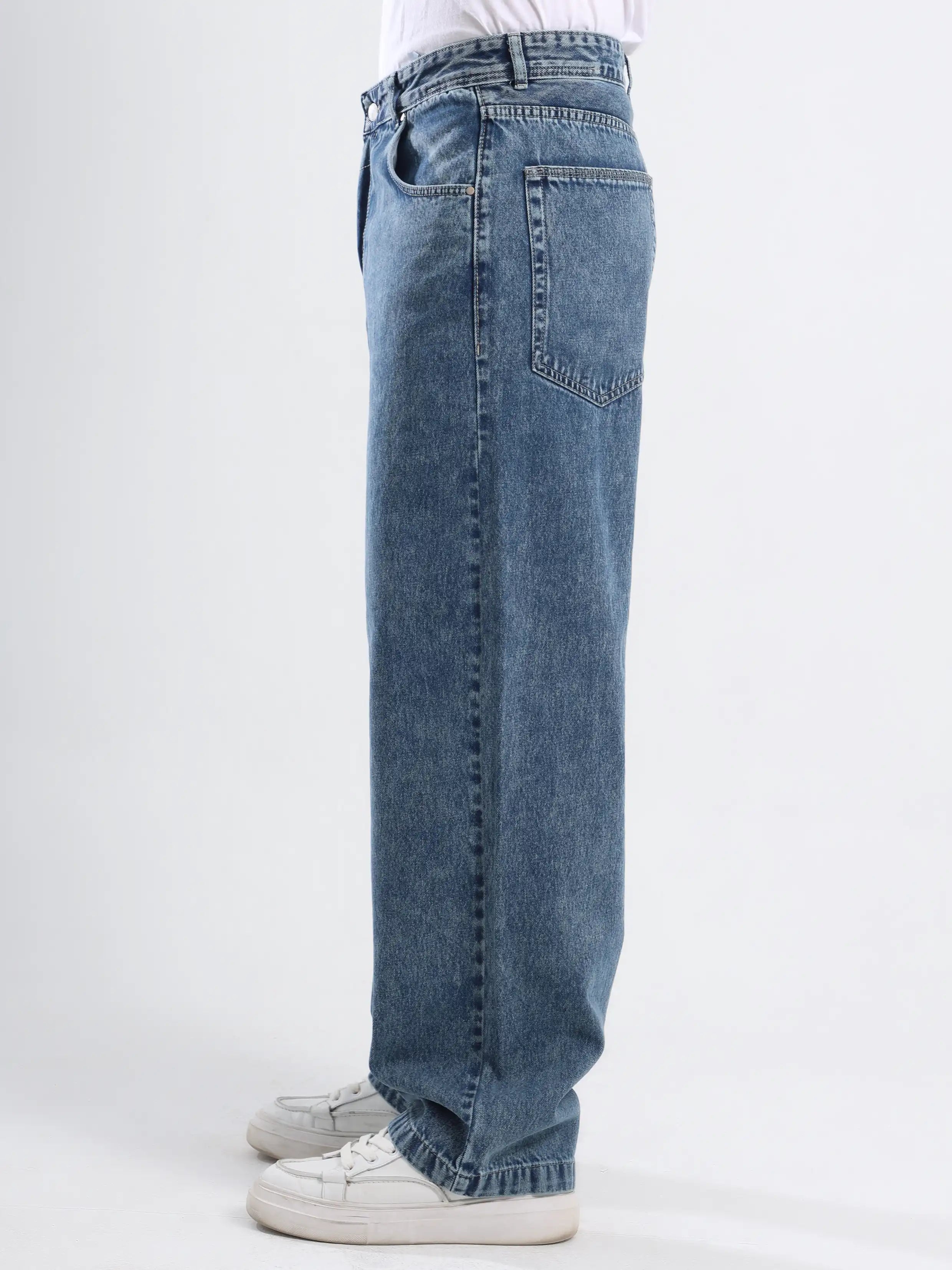 Wide leg Super Baggy Fit Jeans - Medium Blue