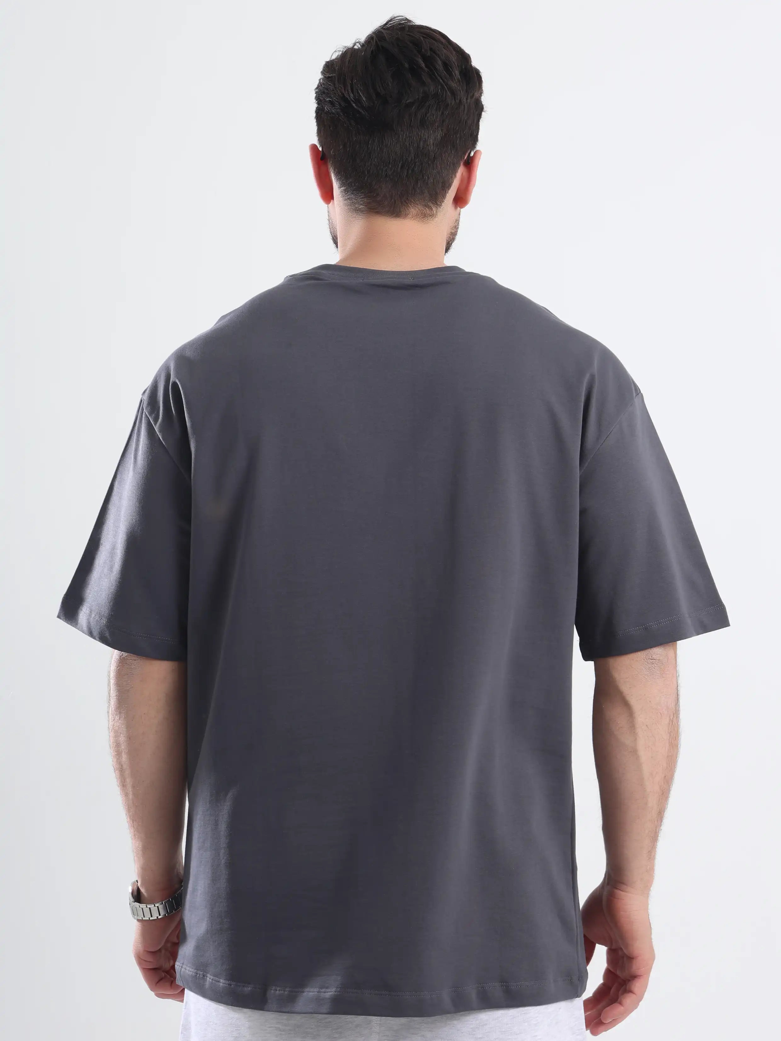 Oversized Basic Short Sleeve Tee - Dark Gray