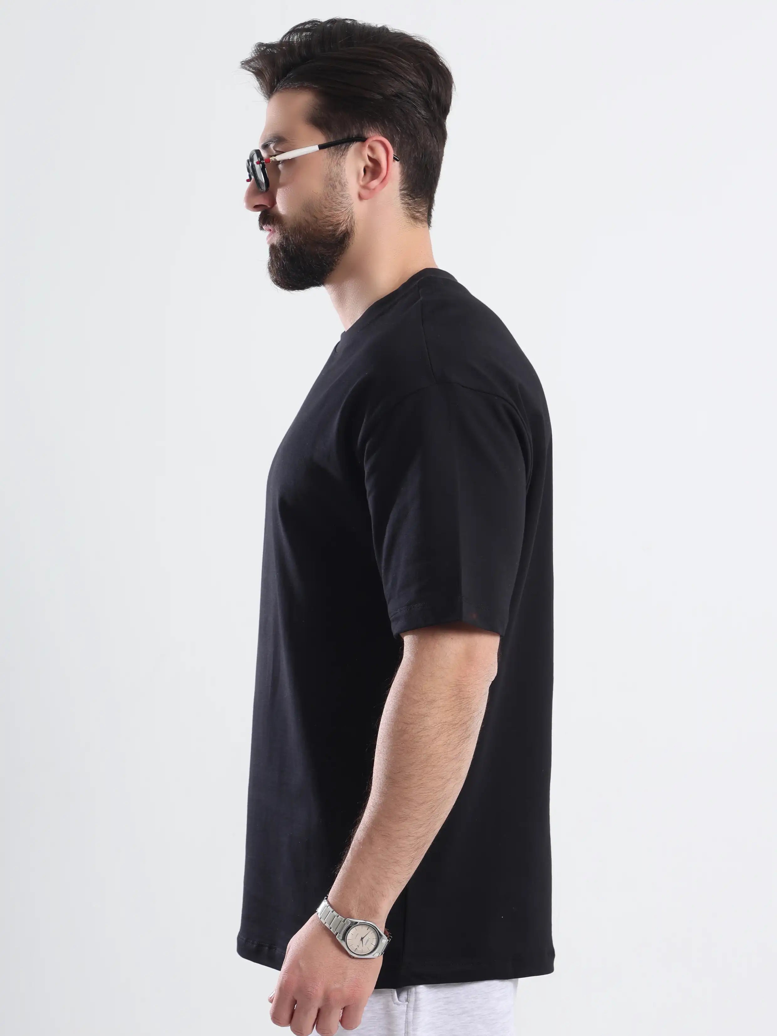 Oversized Basic Short Sleeve Tee - Black