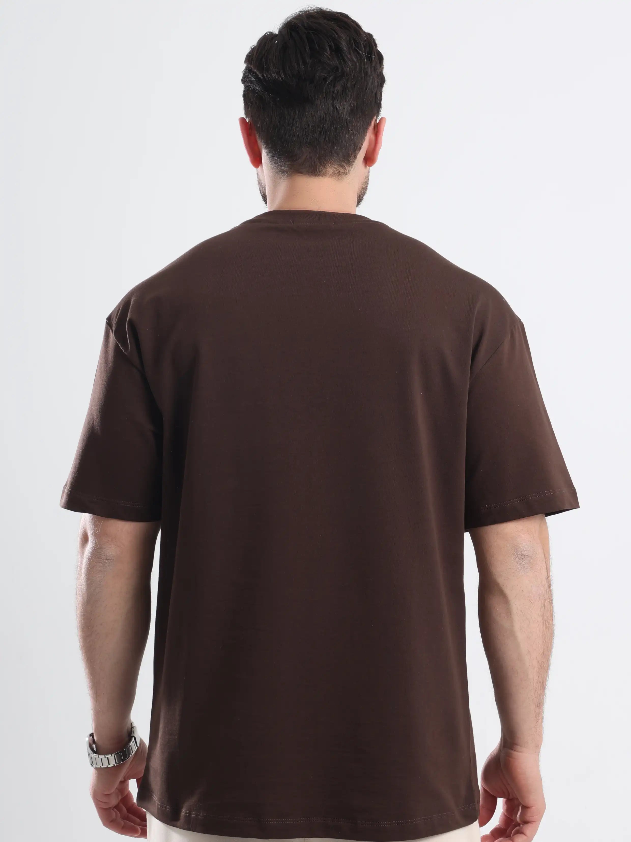 Oversized Basic Short Sleeve Tee - Brown