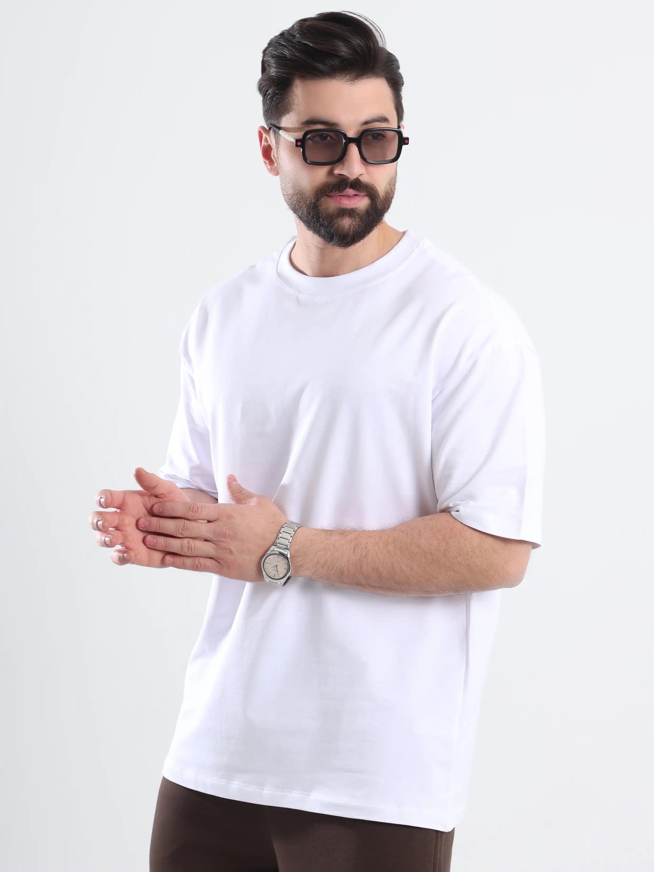 Oversized Basic Short Sleeve Tee - White