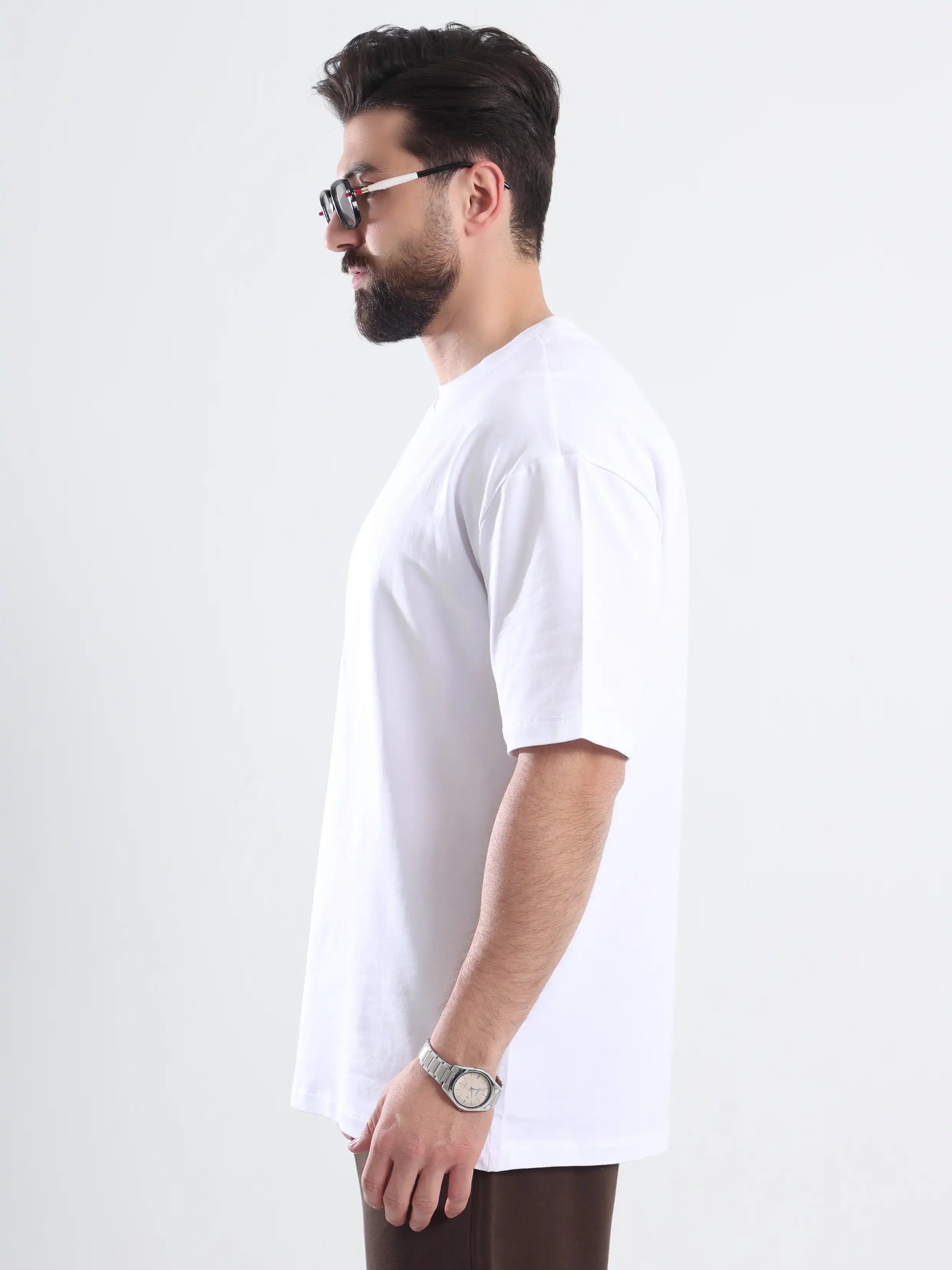 Oversized Basic Short Sleeve Tee - White