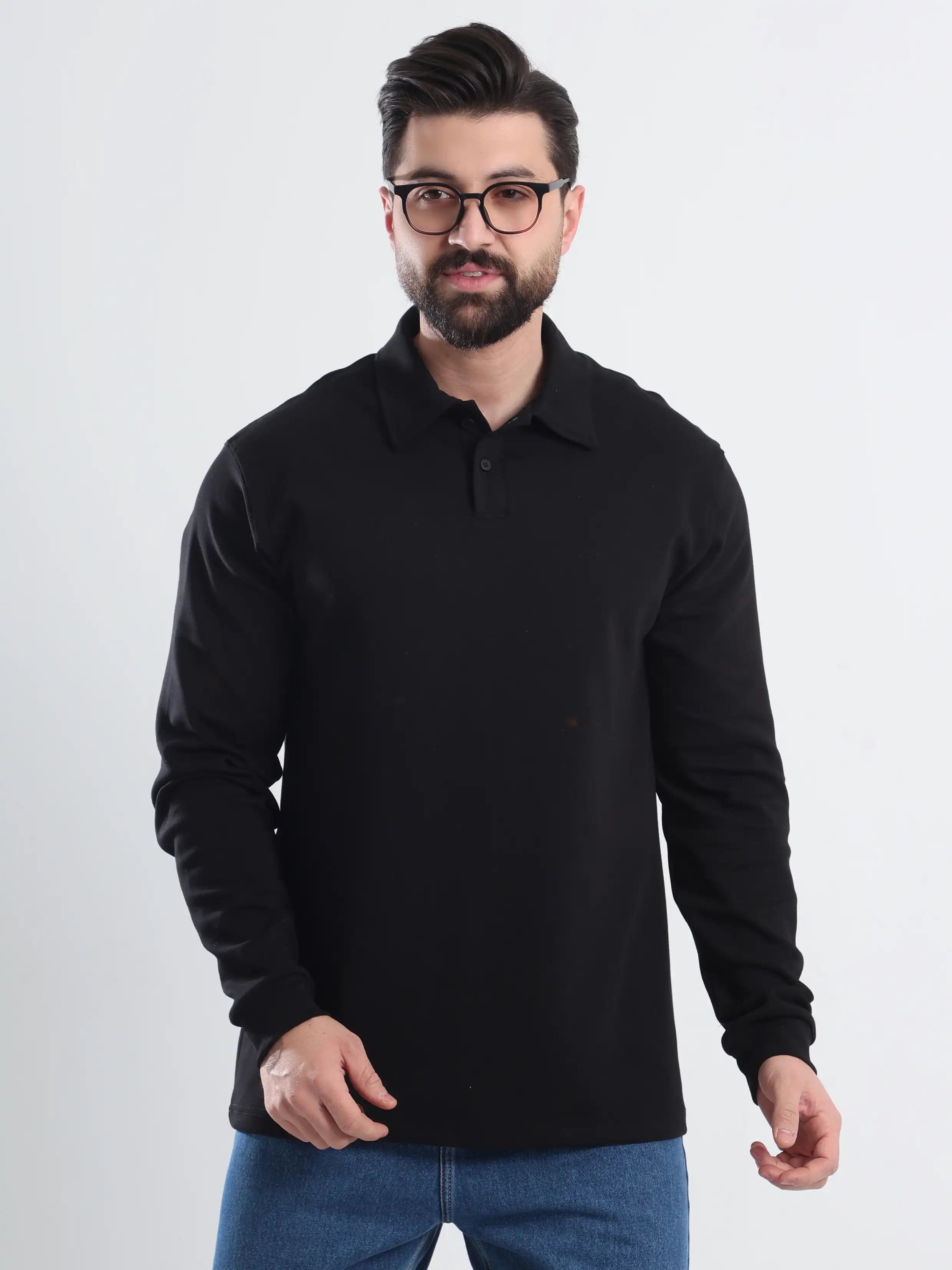 Polo Tee Relaxed fit Long sleeves - Black