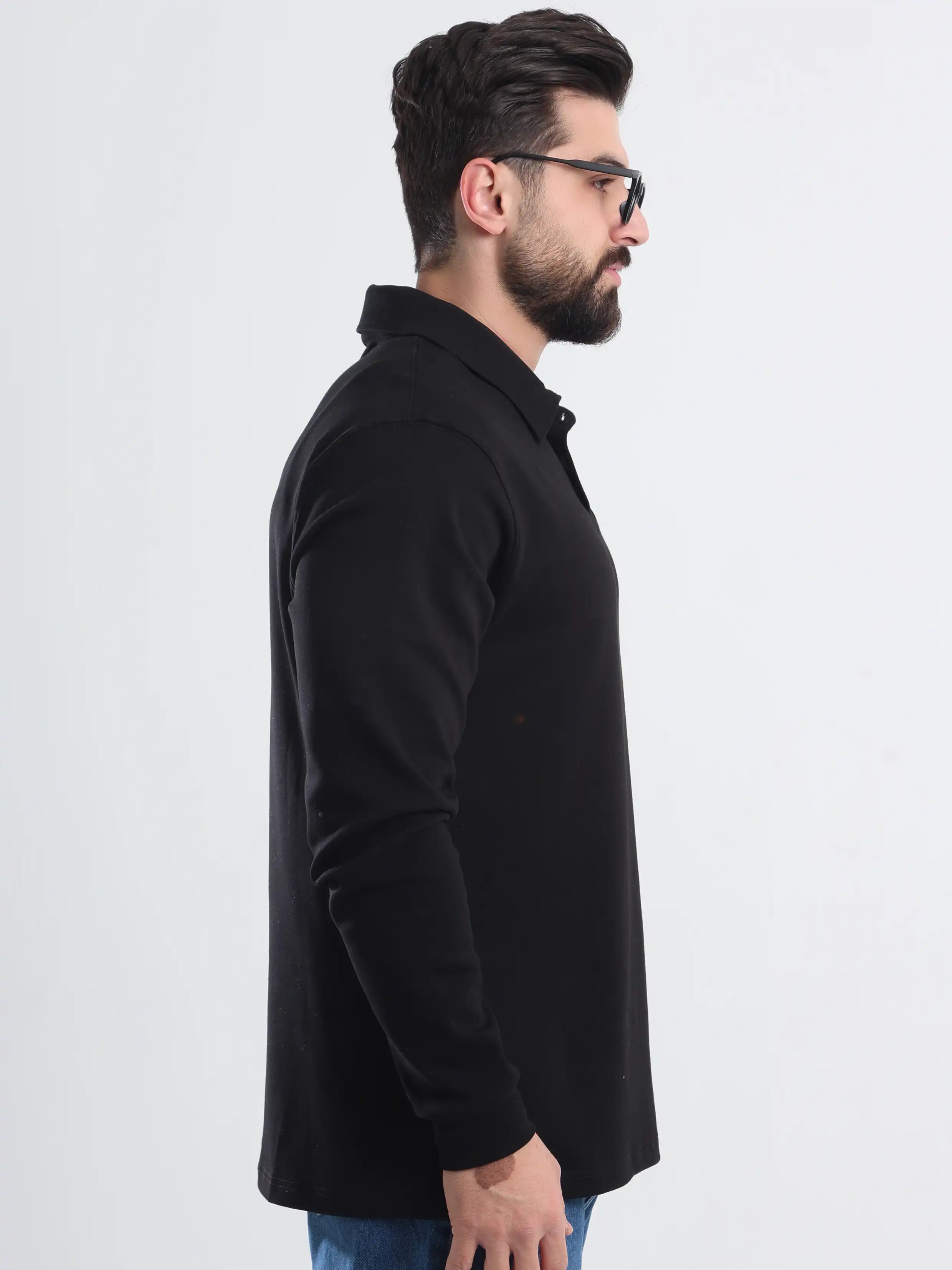 Polo Tee Relaxed fit Long sleeves - Black