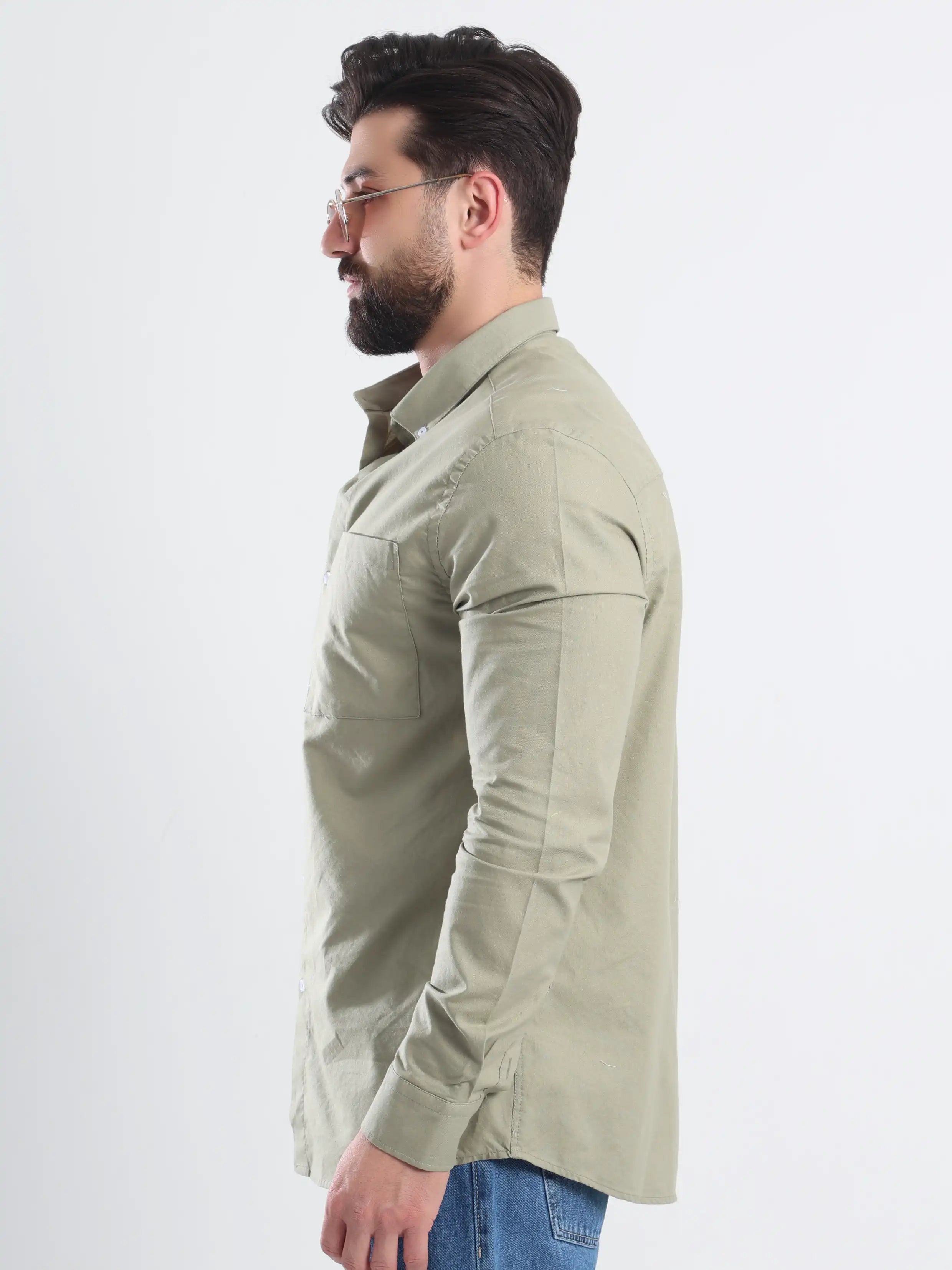Relaxed fit Oxford shirt Basic- Olive