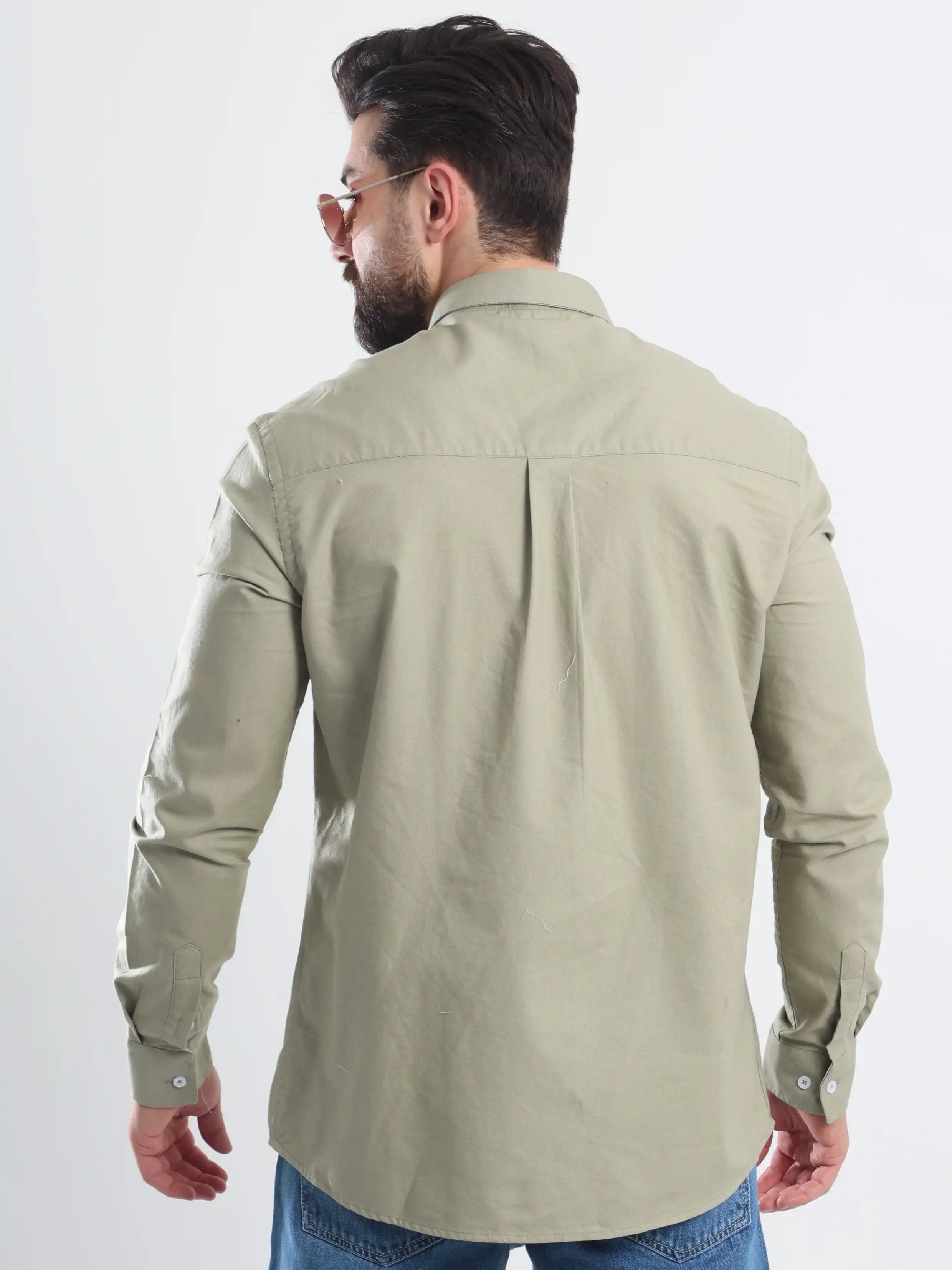 Relaxed fit Oxford shirt Basic- Olive
