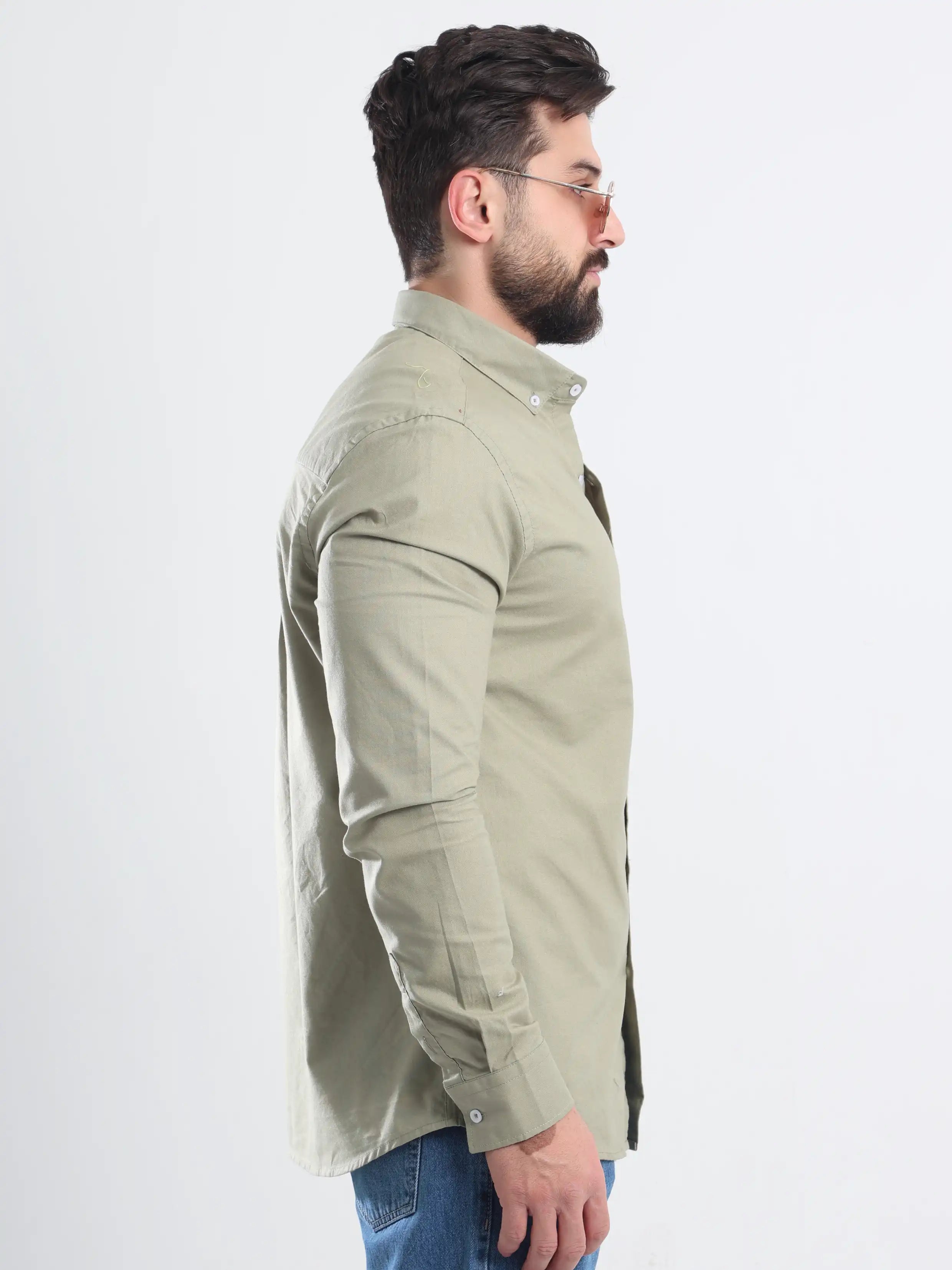 Relaxed fit Oxford shirt Basic- Olive