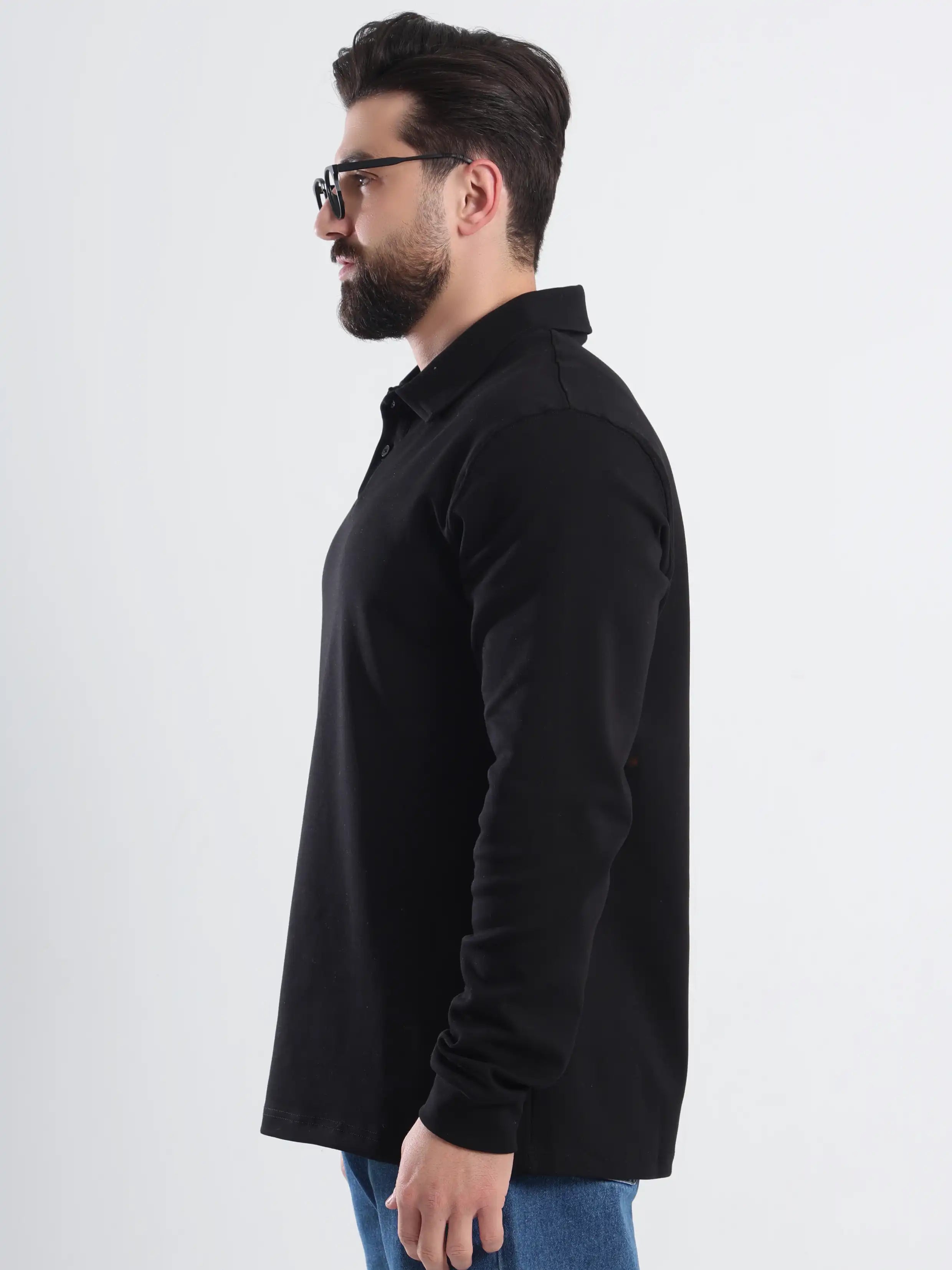 Polo Tee Relaxed fit Long sleeves - Black