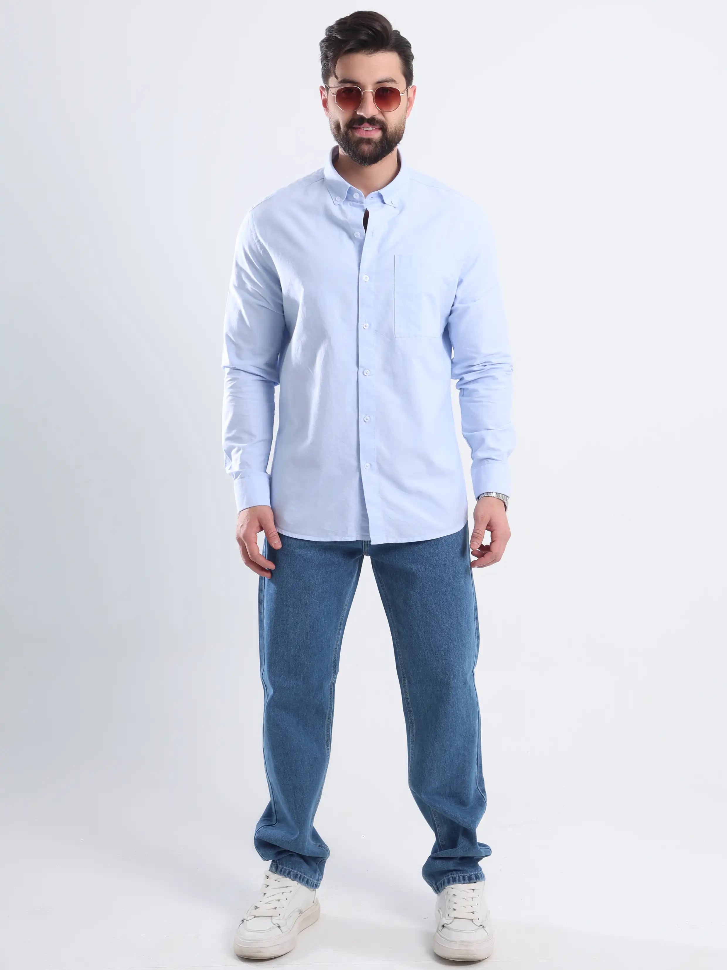 Relaxed fit Oxford shirt Basic- Blue