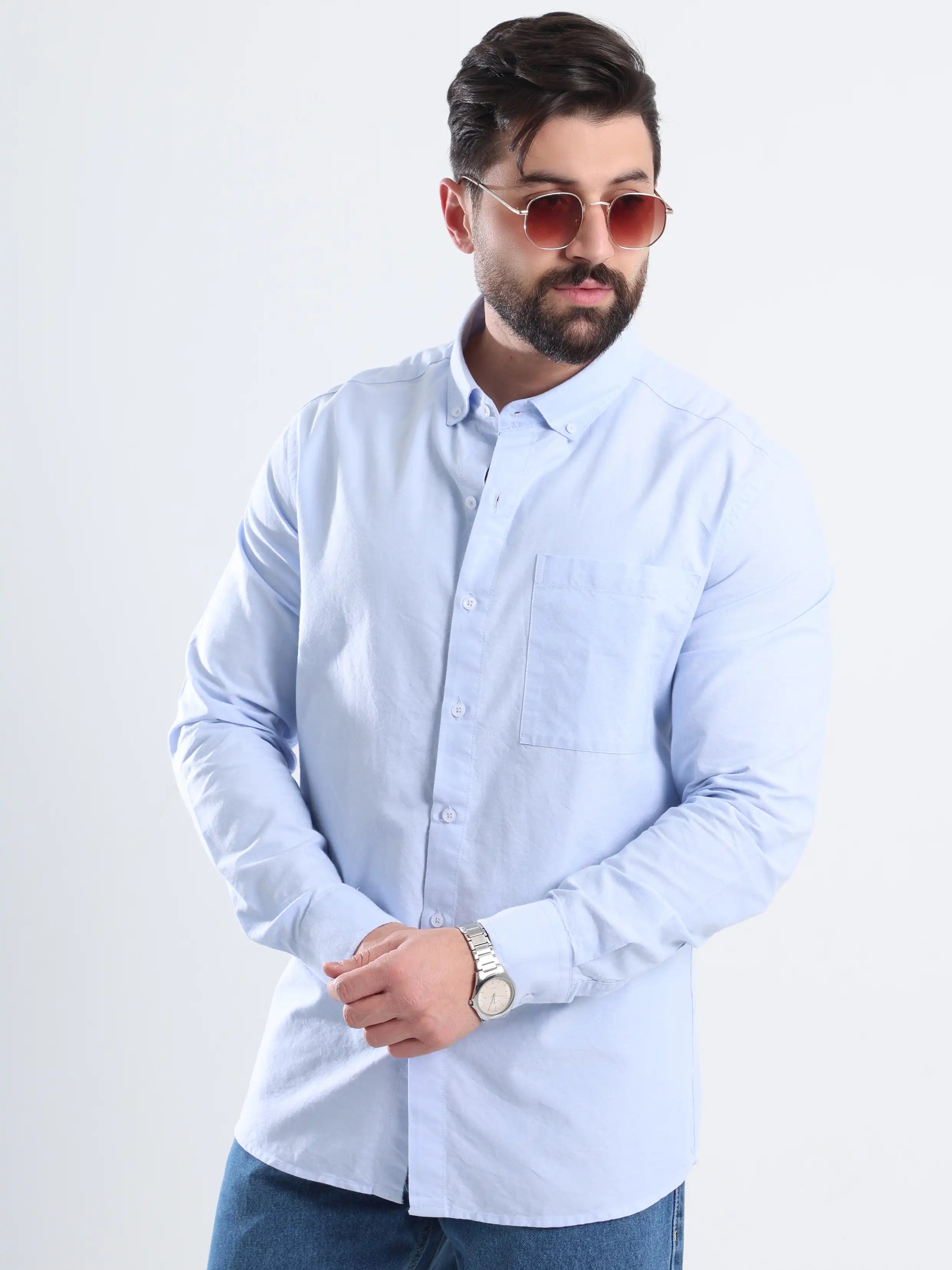Relaxed fit Oxford shirt Basic- Blue
