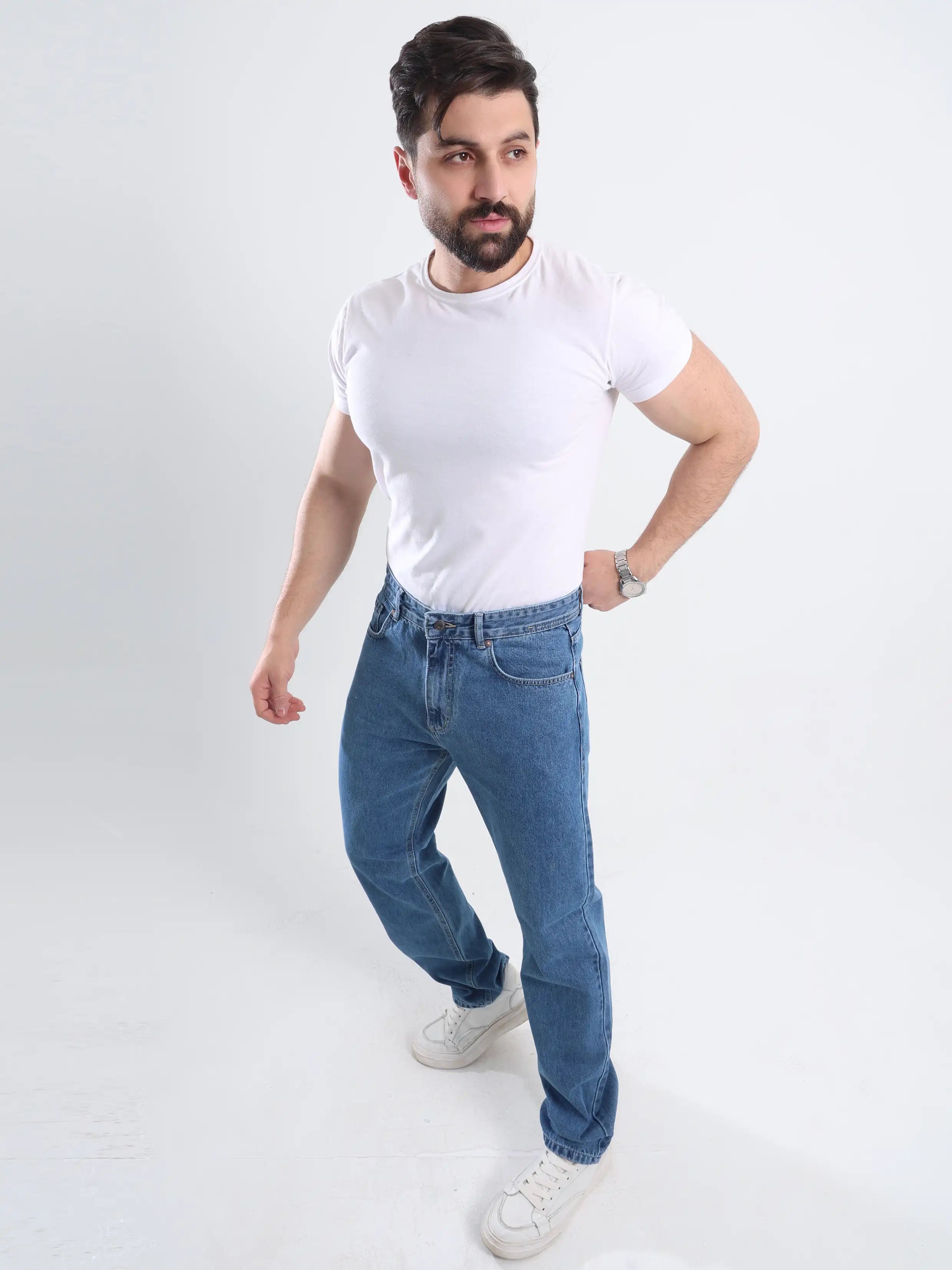 Straight Fit Jeans - Medium Blue