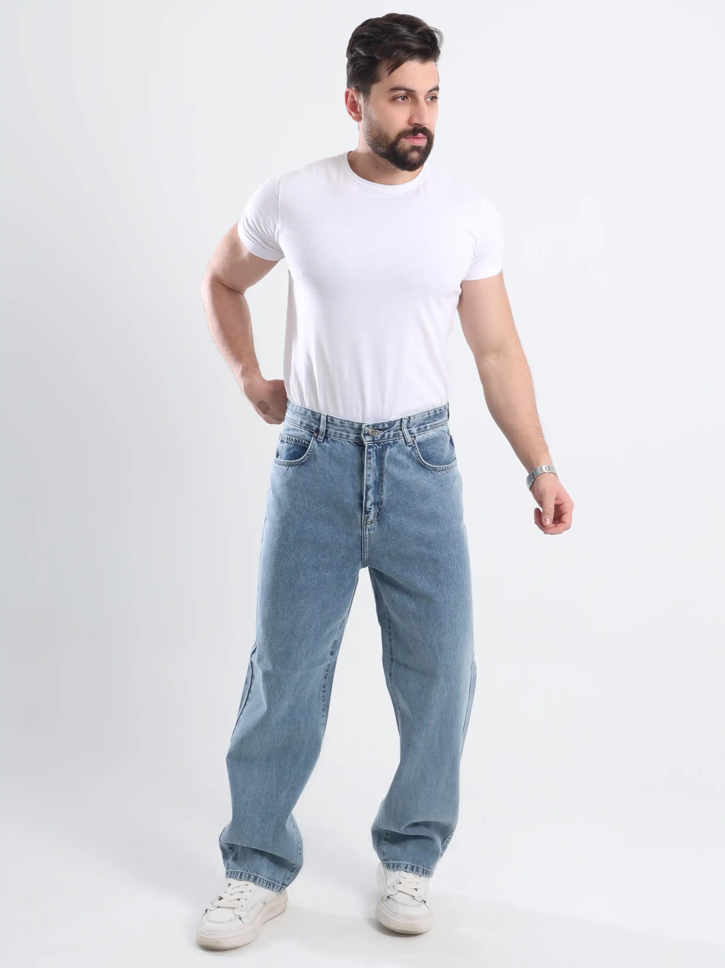 Baggy Fit Jeans - Medium Blue