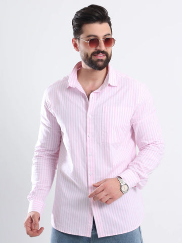 Relaxed fit Striped shirt - Striped Pink