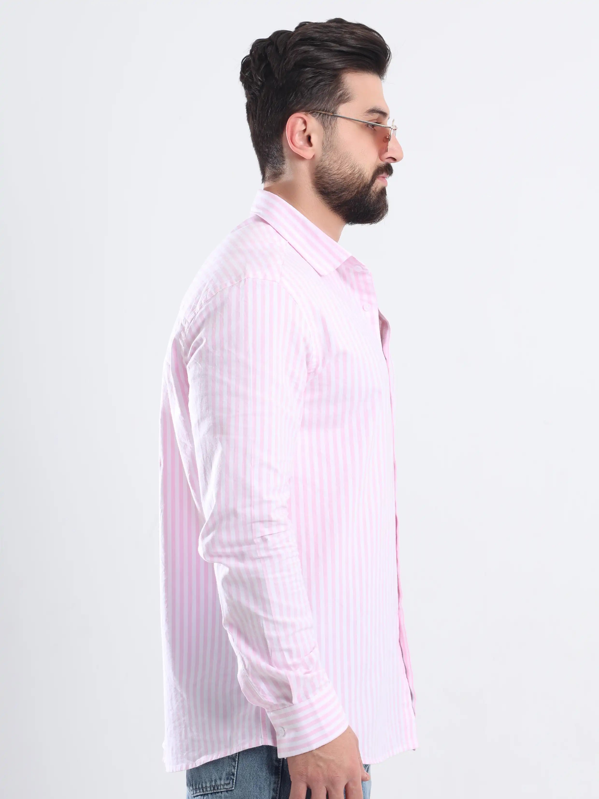 Relaxed fit Striped shirt - Striped Pink
