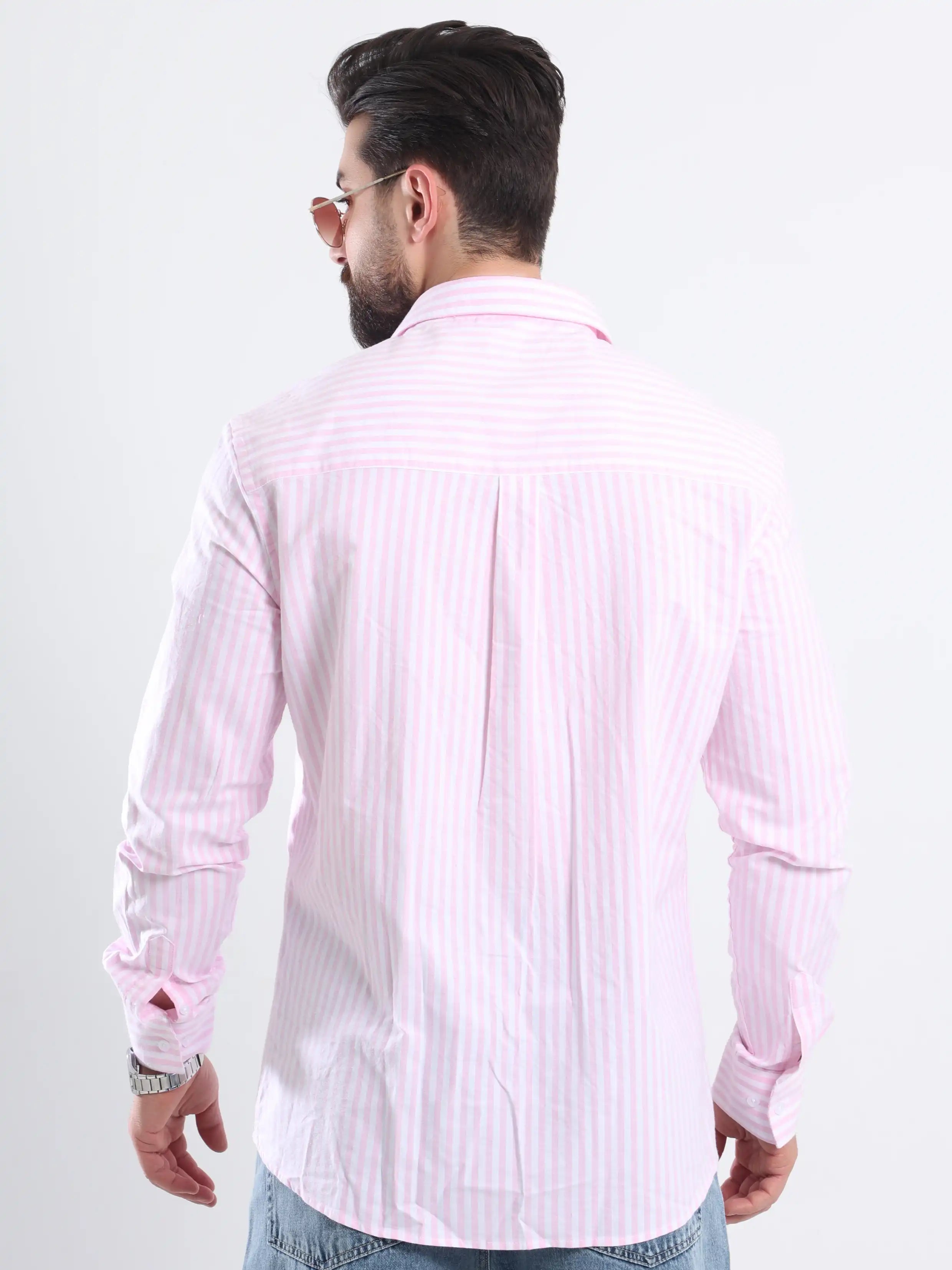 Relaxed fit Striped shirt - Striped Pink