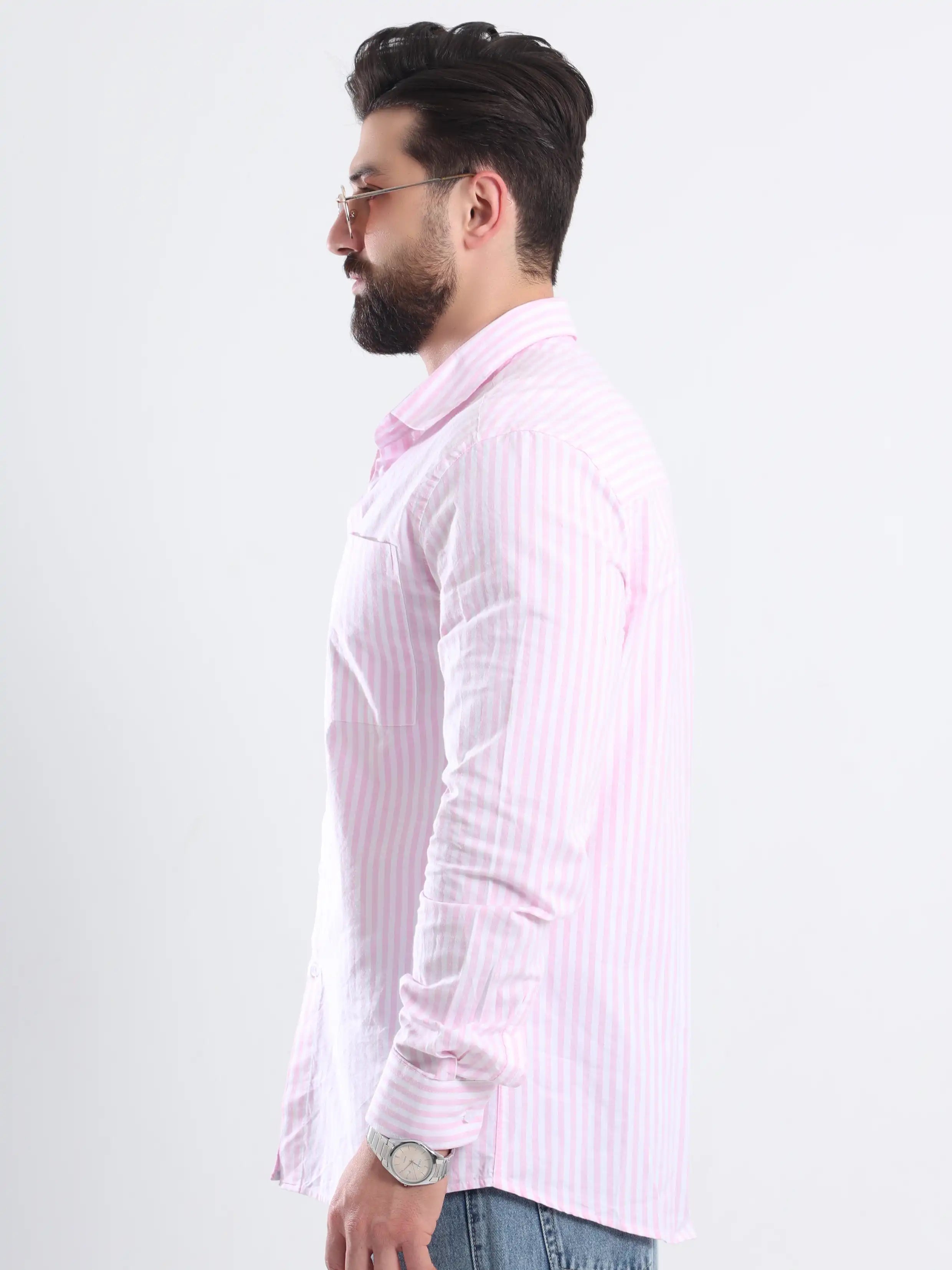 Relaxed fit Striped shirt - Striped Pink