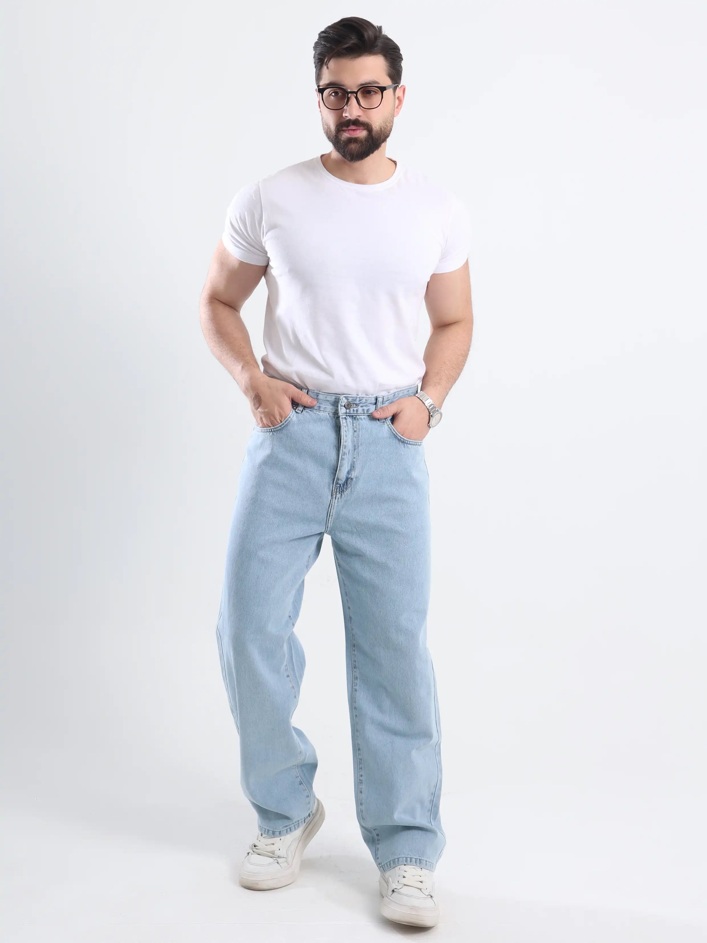 Baggy Fit Jeans - Light Blue