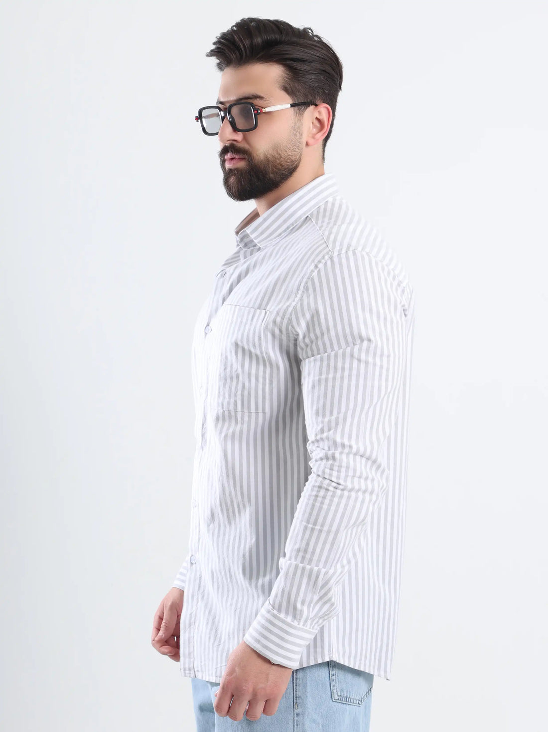 Relaxed fit Striped shirt - Striped olive
