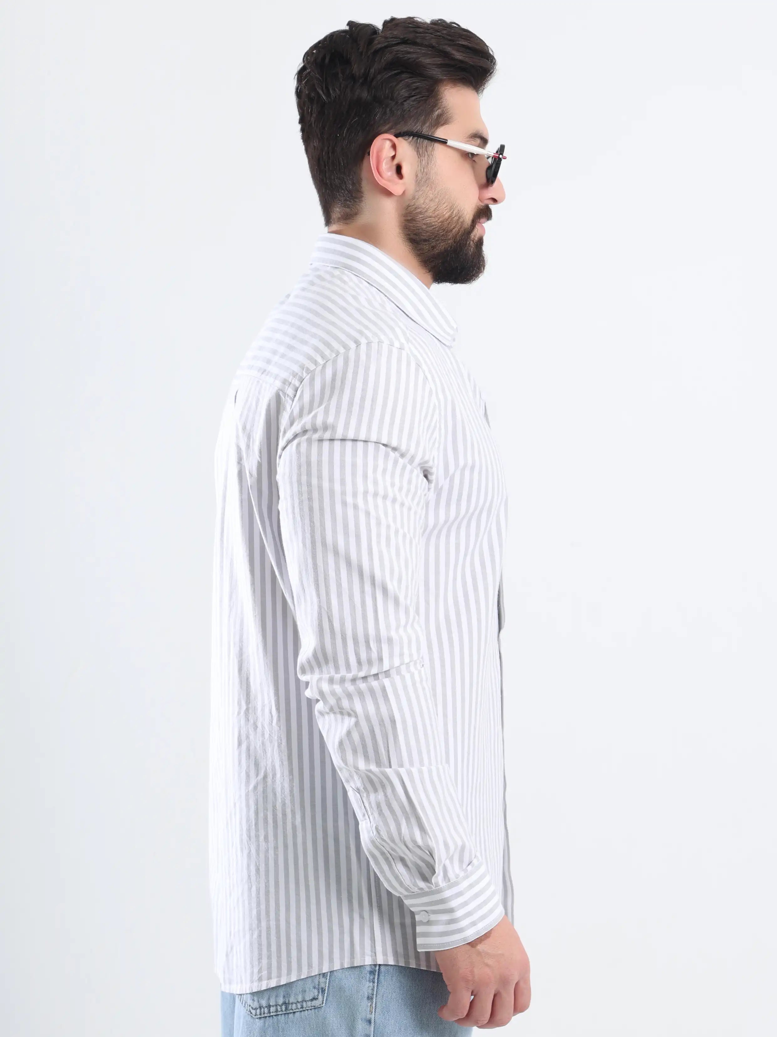 Relaxed fit Striped shirt - Striped olive