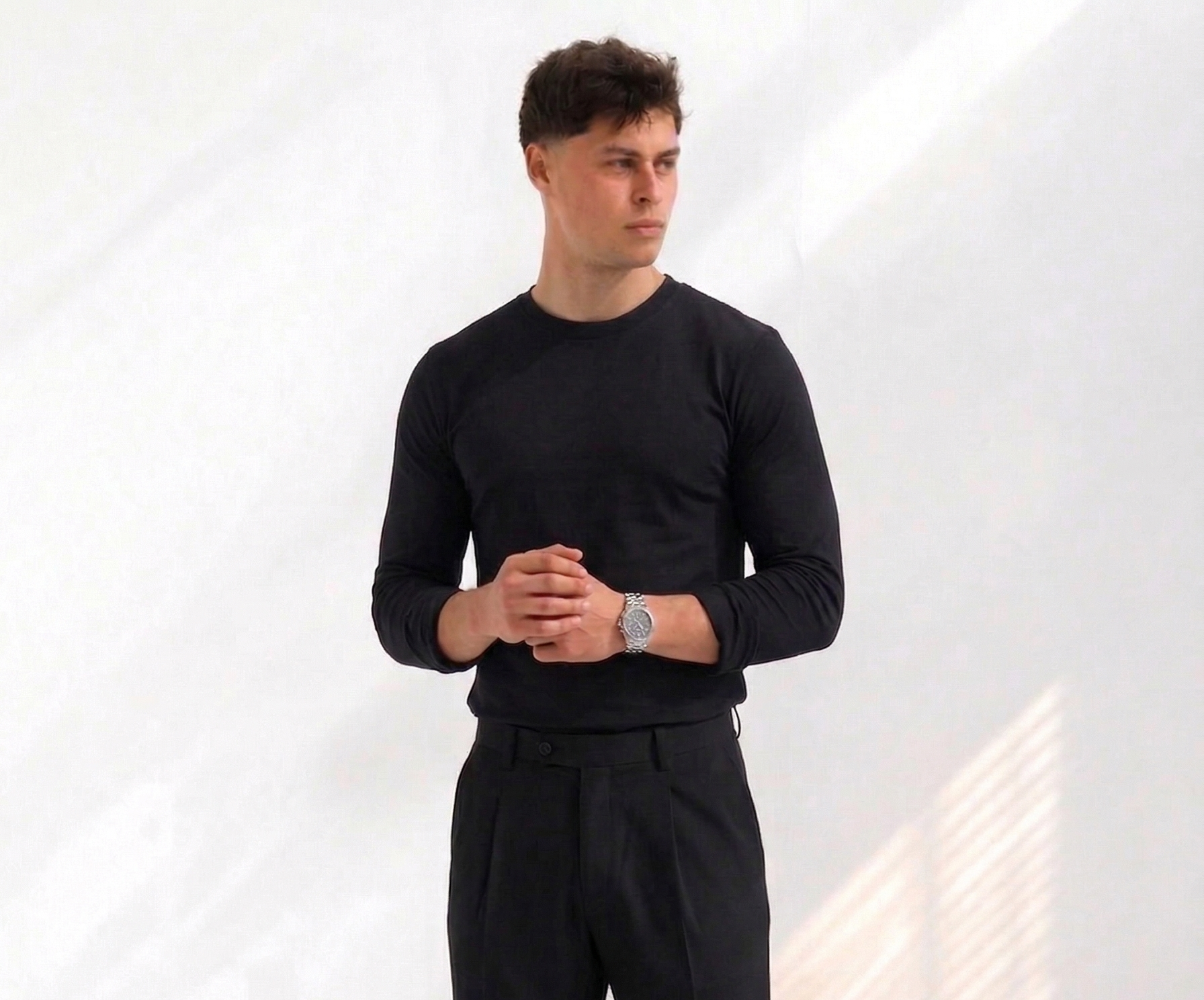 Undershirt Slim Fit Long sleeve  - Black