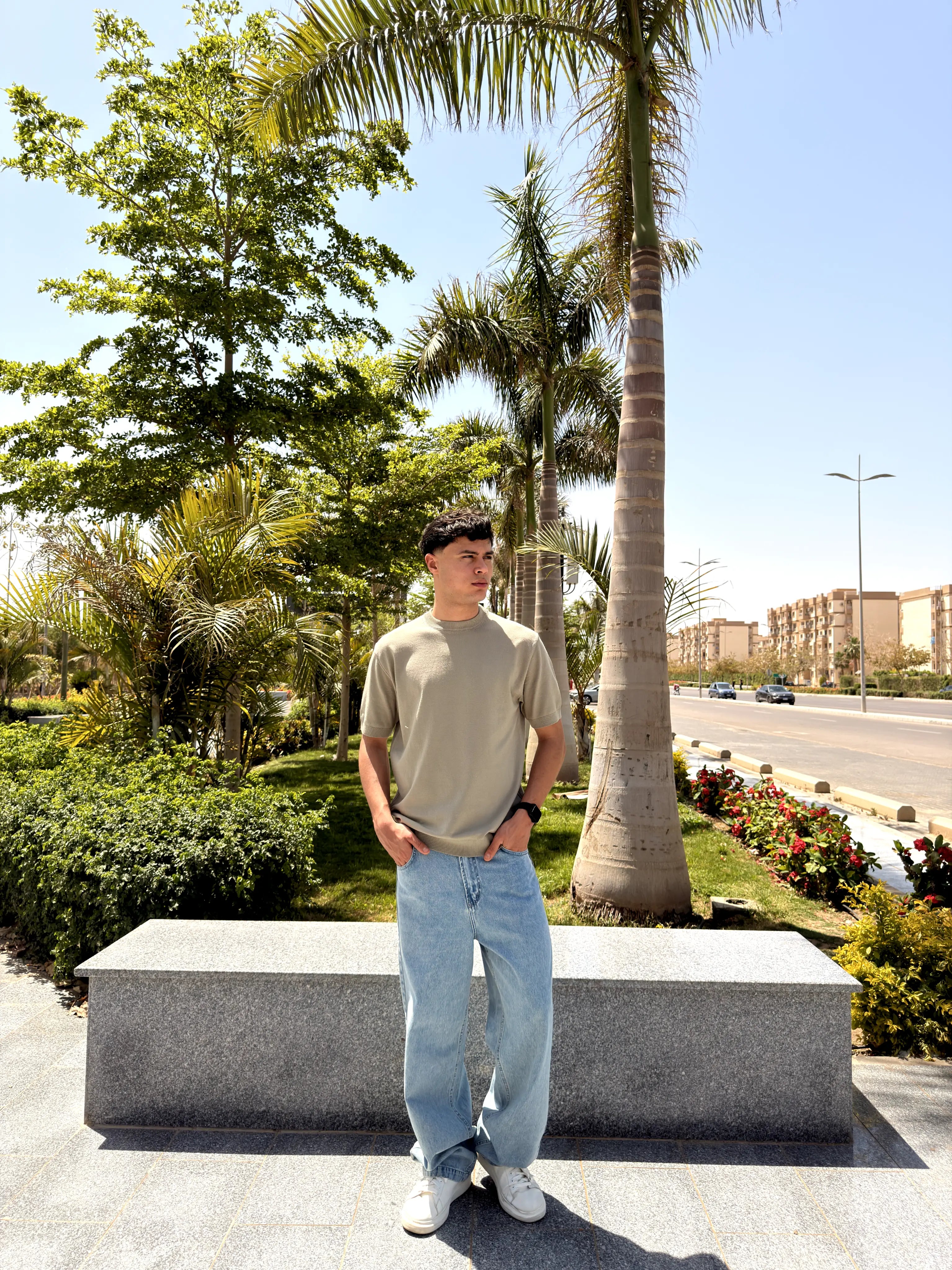 REGULAR FIT SOFT KNIT T-SHIRT -  Mint