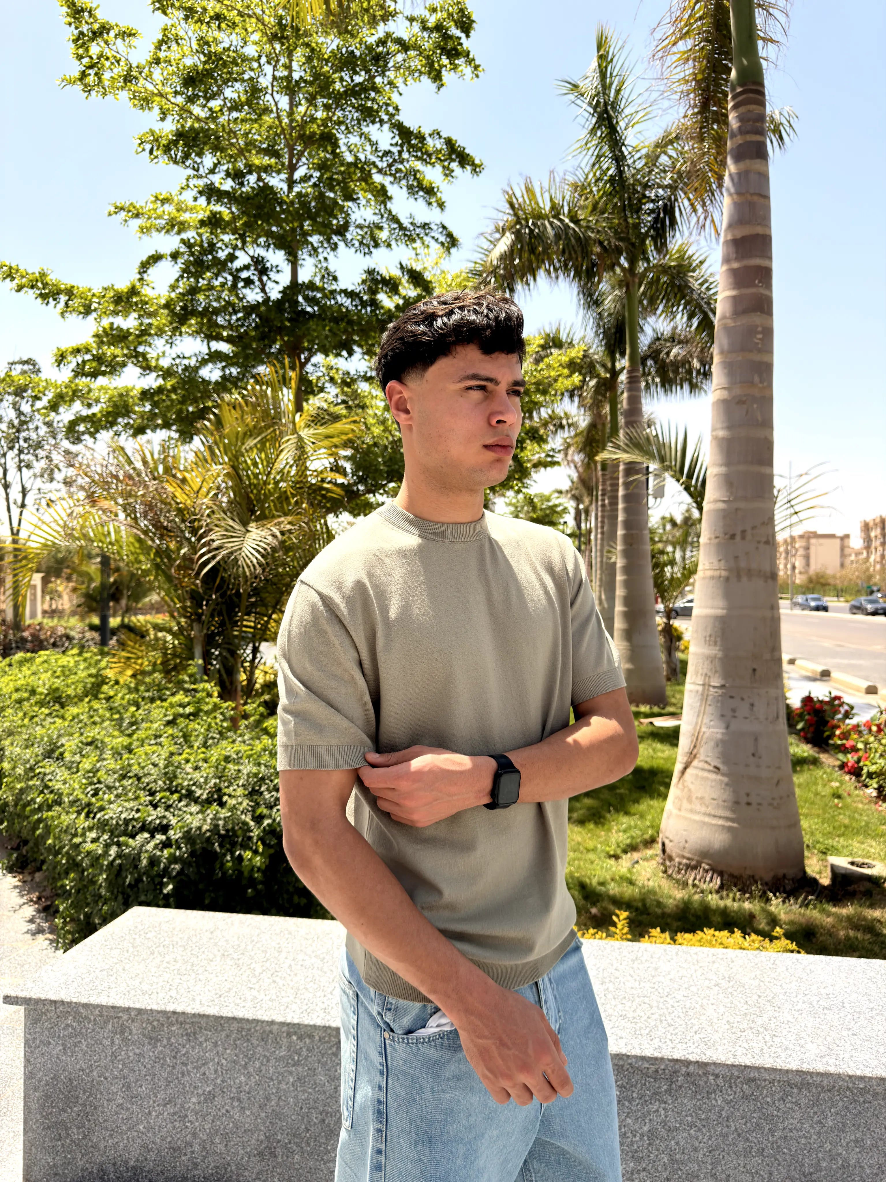 REGULAR FIT SOFT KNIT T-SHIRT -  Mint
