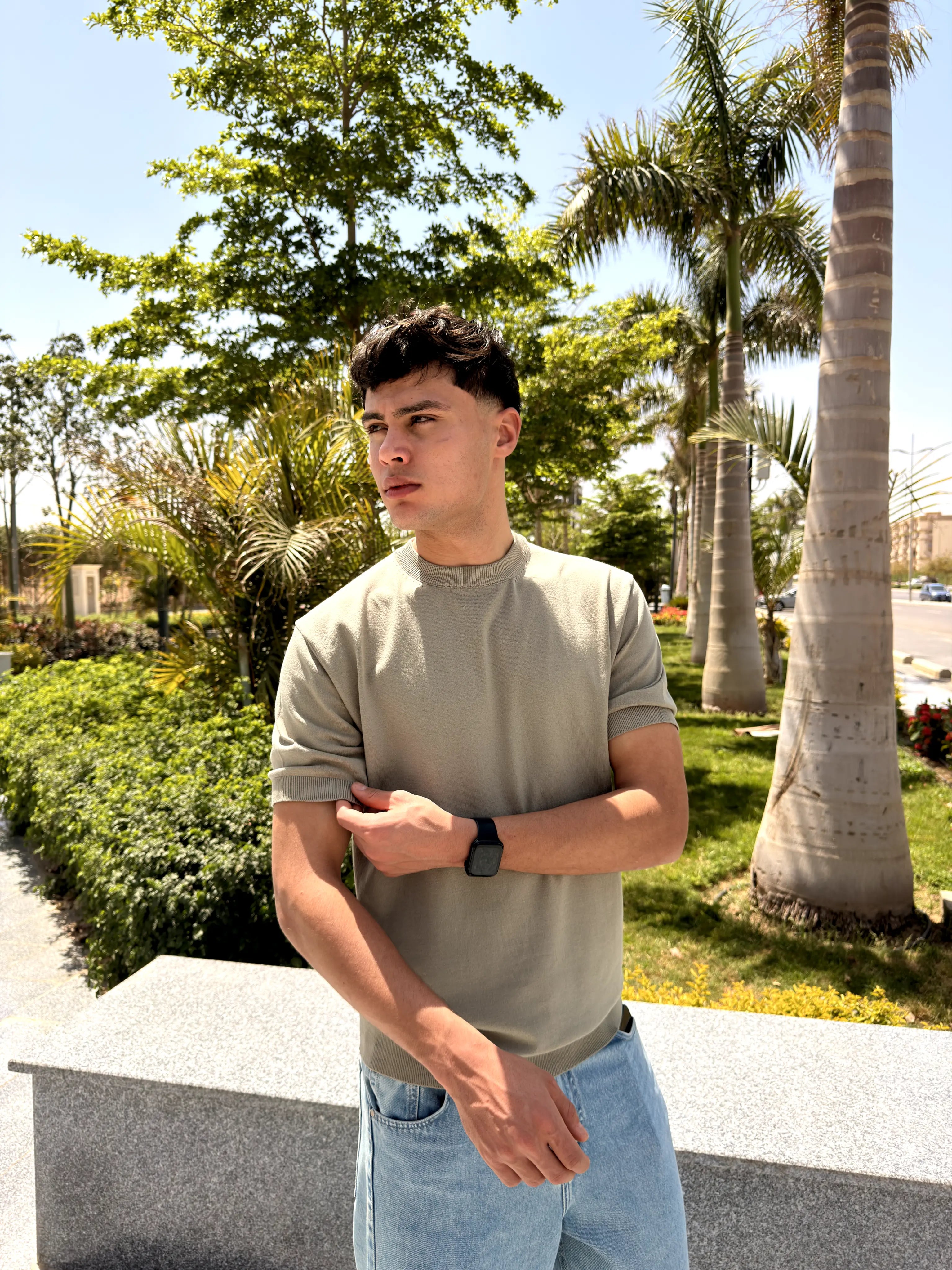 REGULAR FIT SOFT KNIT T-SHIRT -  Mint