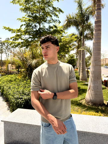REGULAR FIT SOFT KNIT T-SHIRT -  Mint