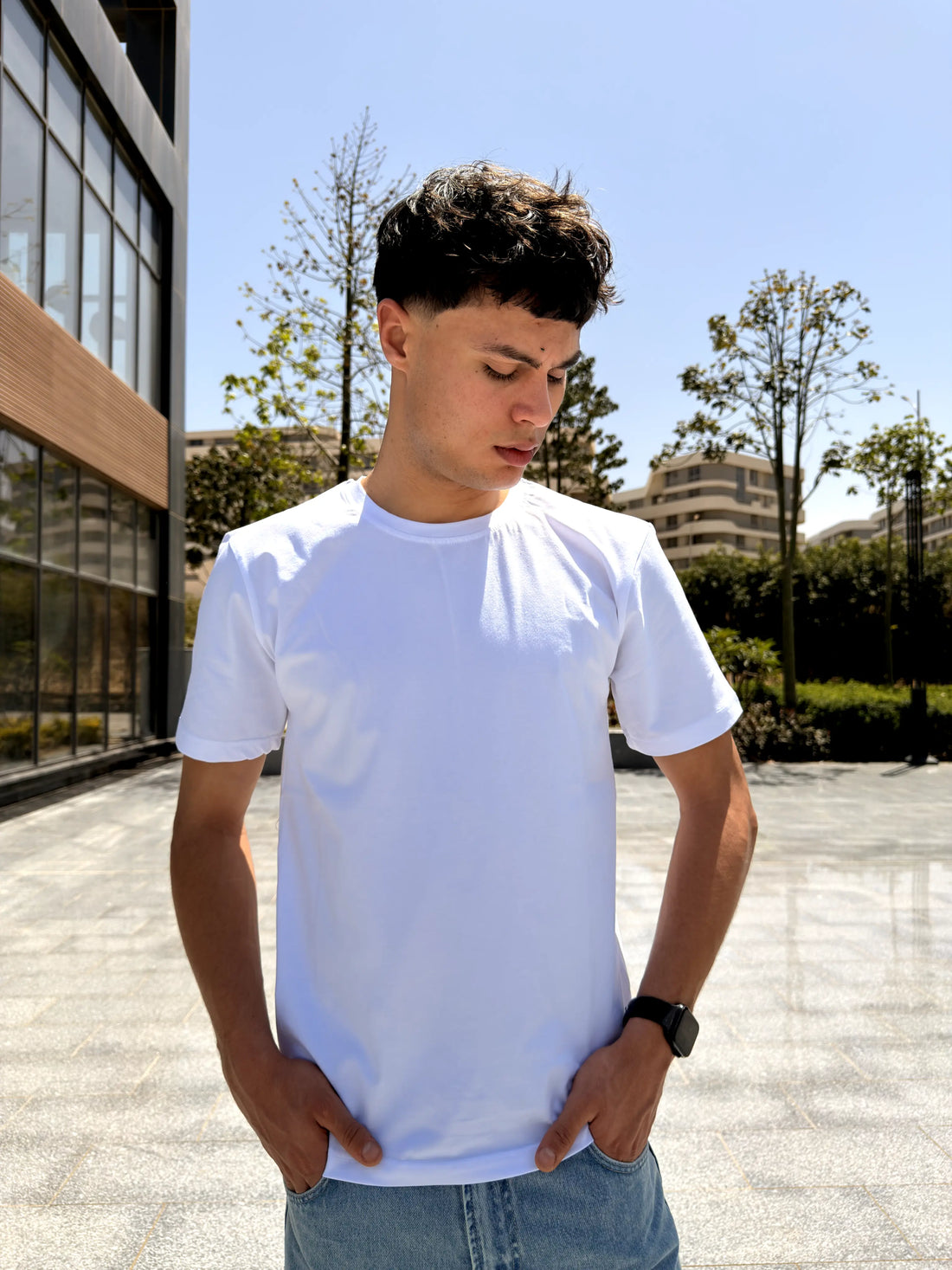 Under Shirt Slim Fit Short sleeve - White