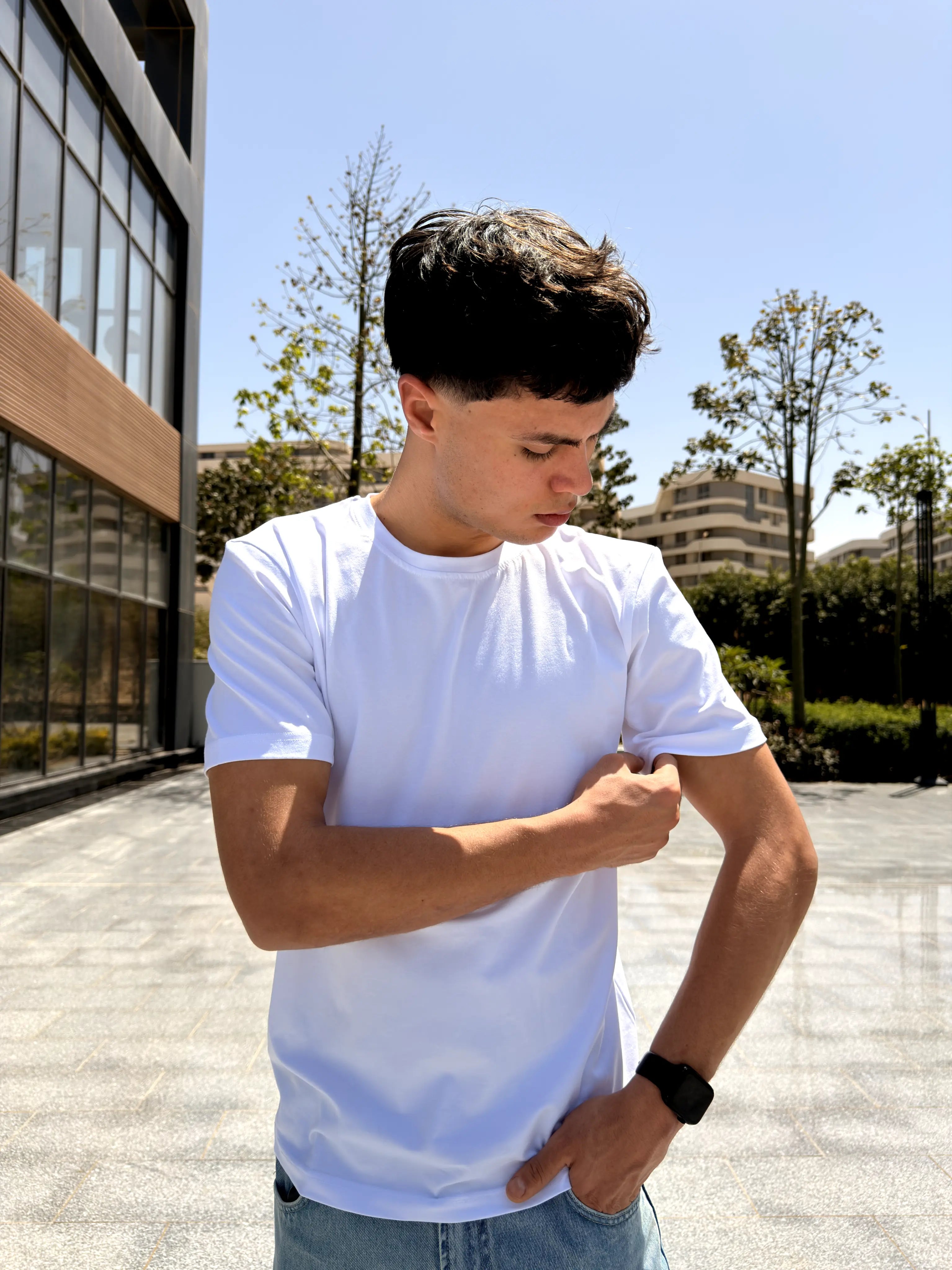 Under Shirt Slim Fit Short sleeve - White