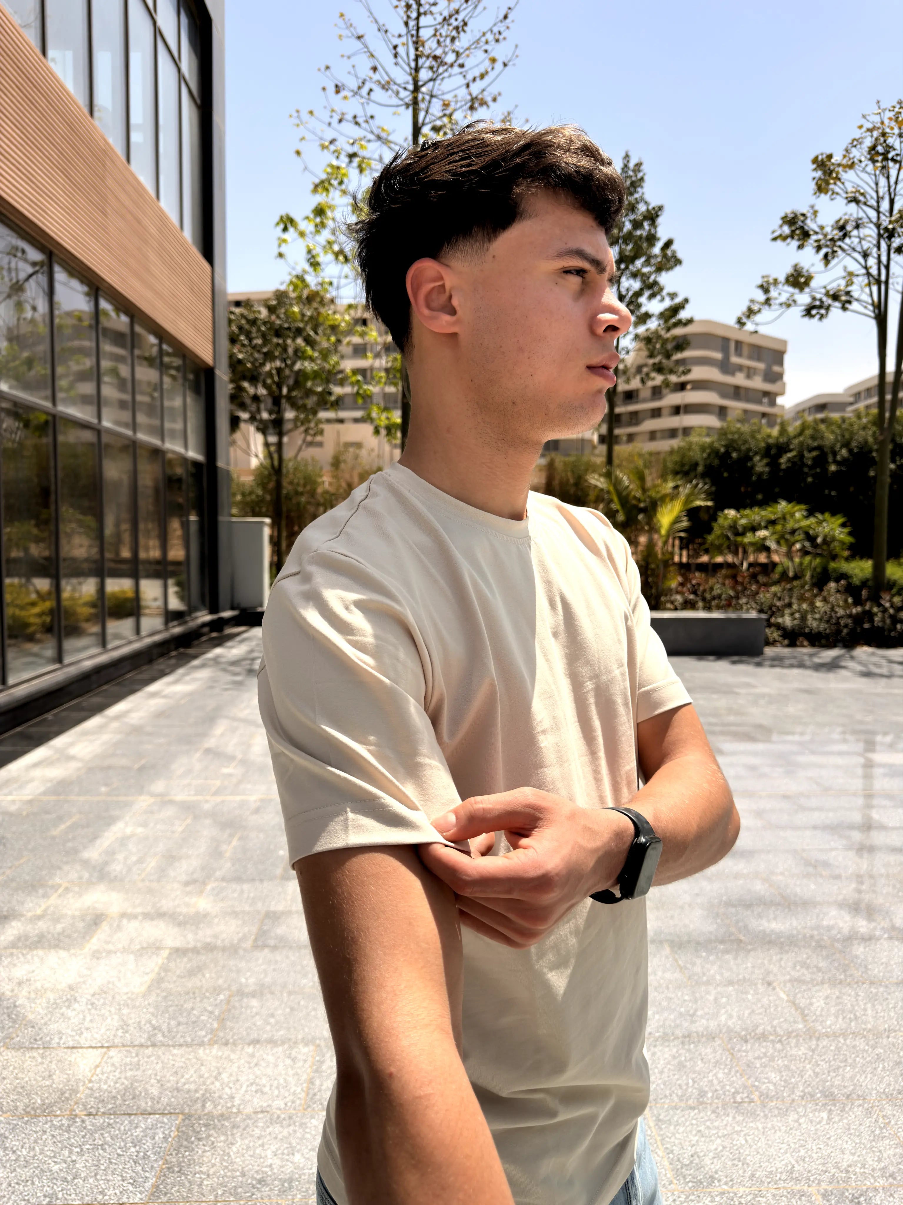 Under Shirt Slim Fit Short sleeve - Beige