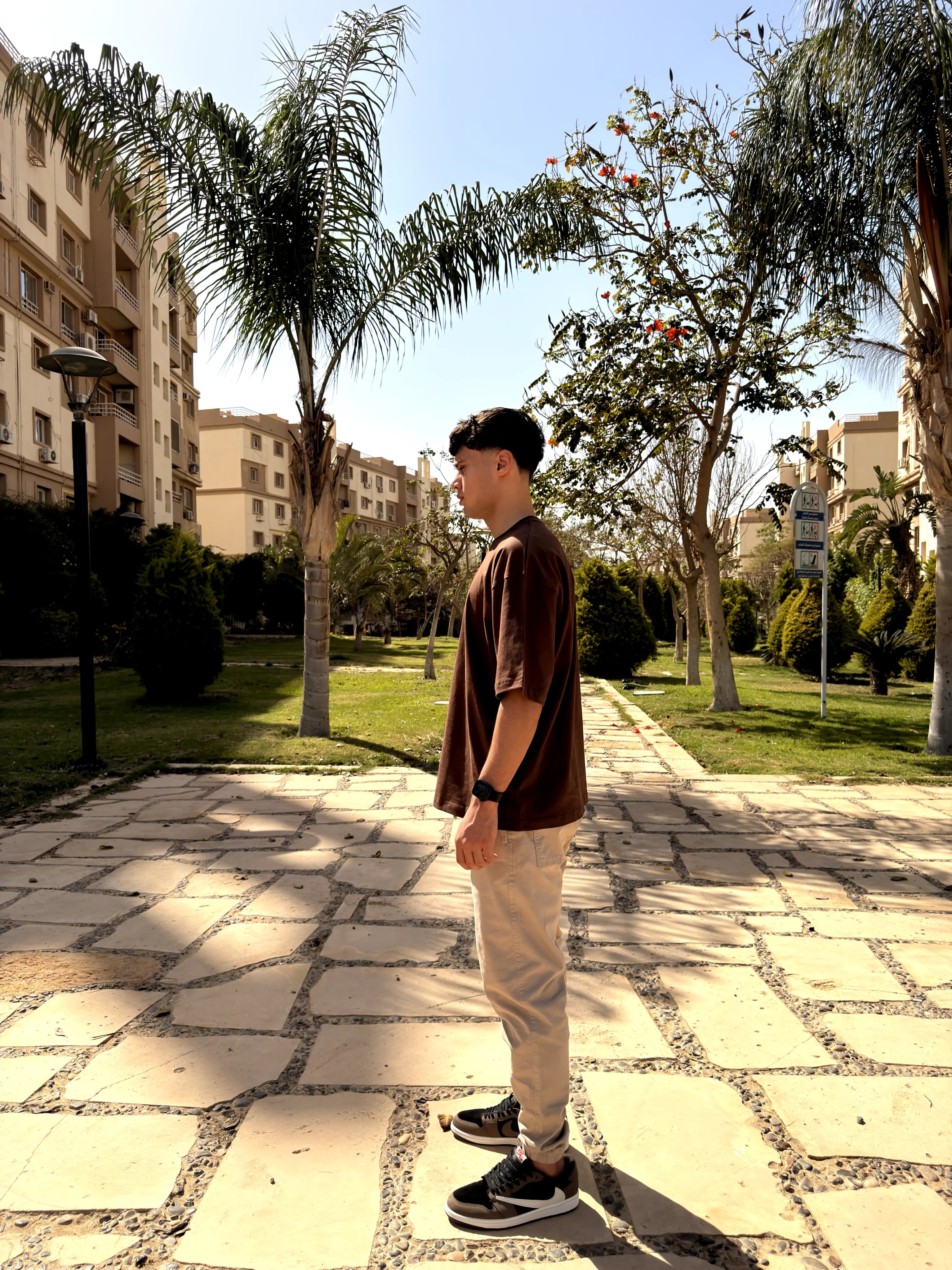 OVERSIZED PLEATED TEE BASIC - Brown