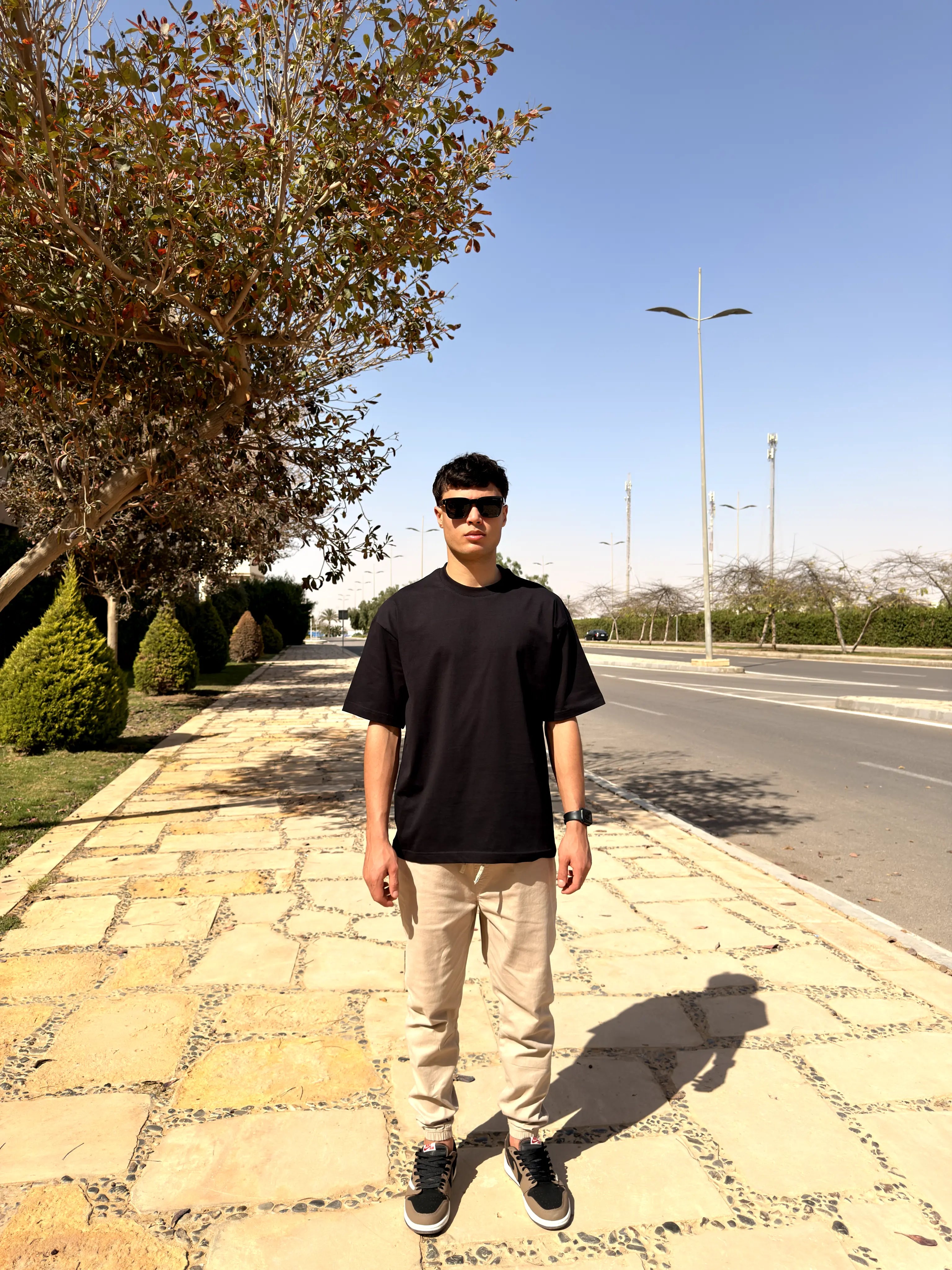 OVERSIZED PLEATED TEE BASIC - Black