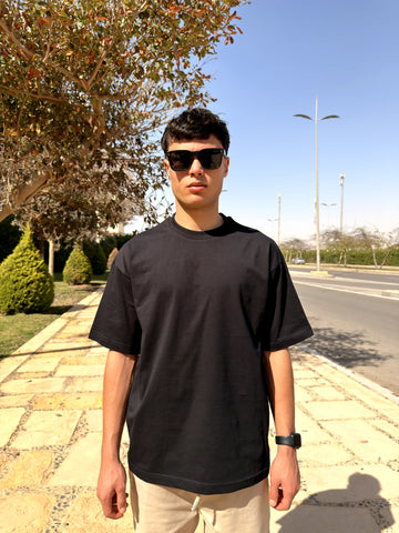 OVERSIZED PLEATED TEE BASIC - Black
