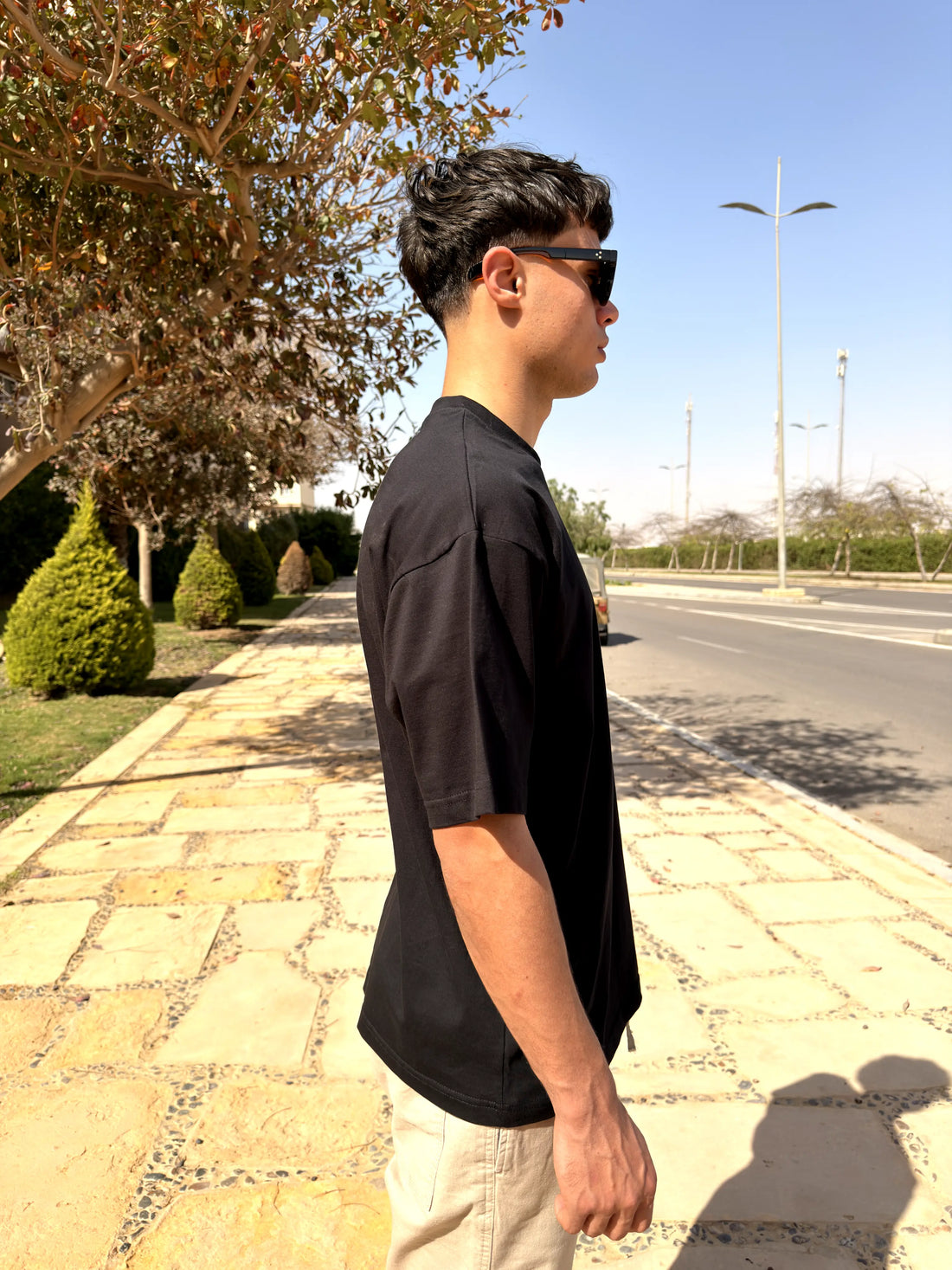 OVERSIZED PLEATED TEE BASIC - Black