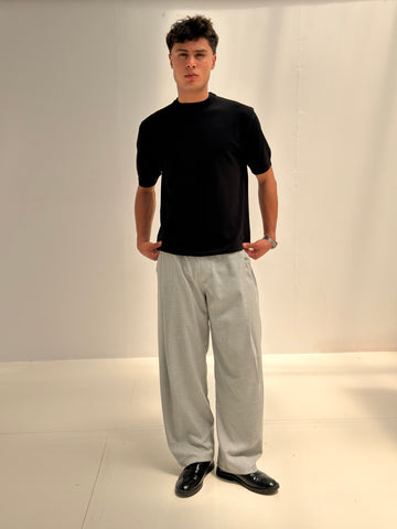 RELAXED FIT PLEATED TROUSERT - GREY
