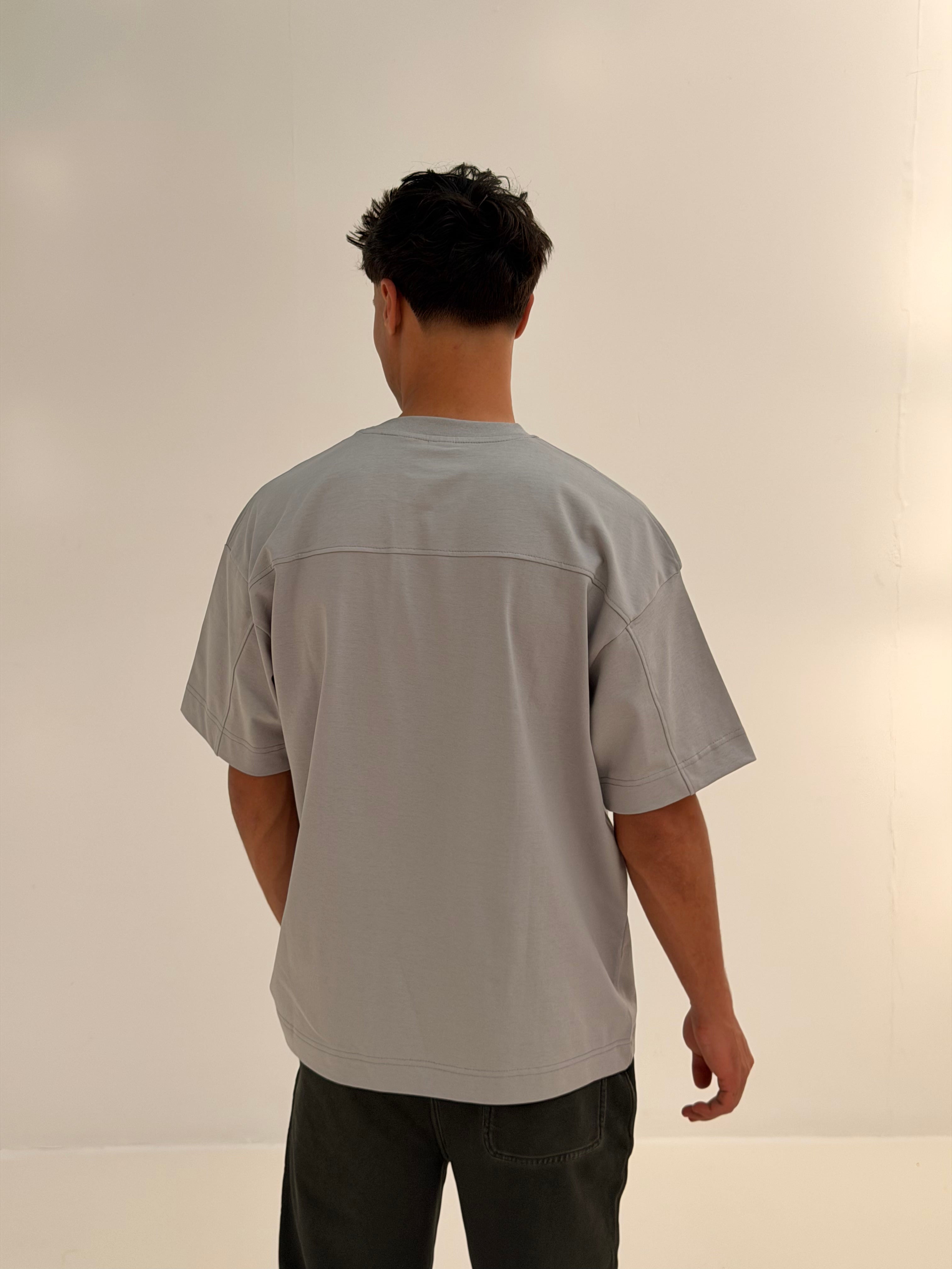 OVERSIZED BACK LINE TEE BASIC - LGHIT GREY