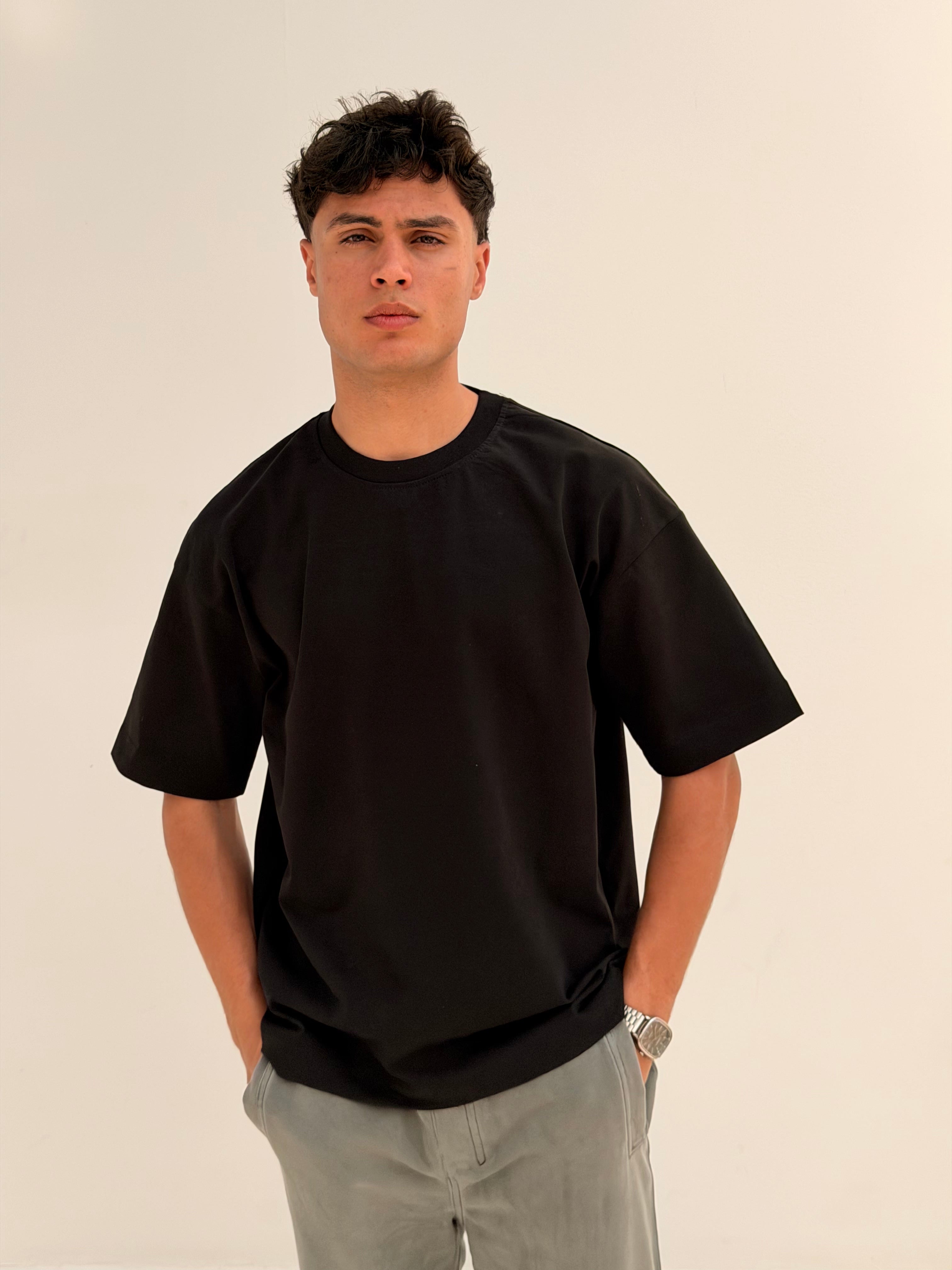 OVERSIZED BACK LINE TEE BASIC - BLACK