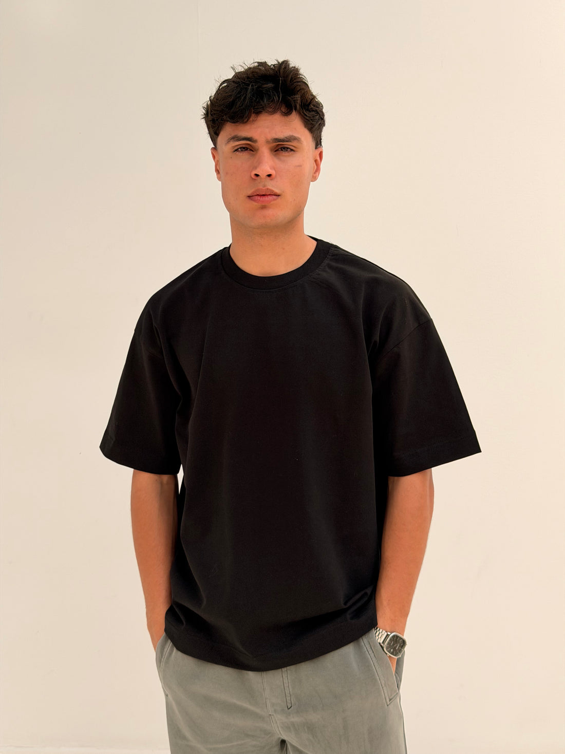 OVERSIZED BACK LINE TEE BASIC - BLACK