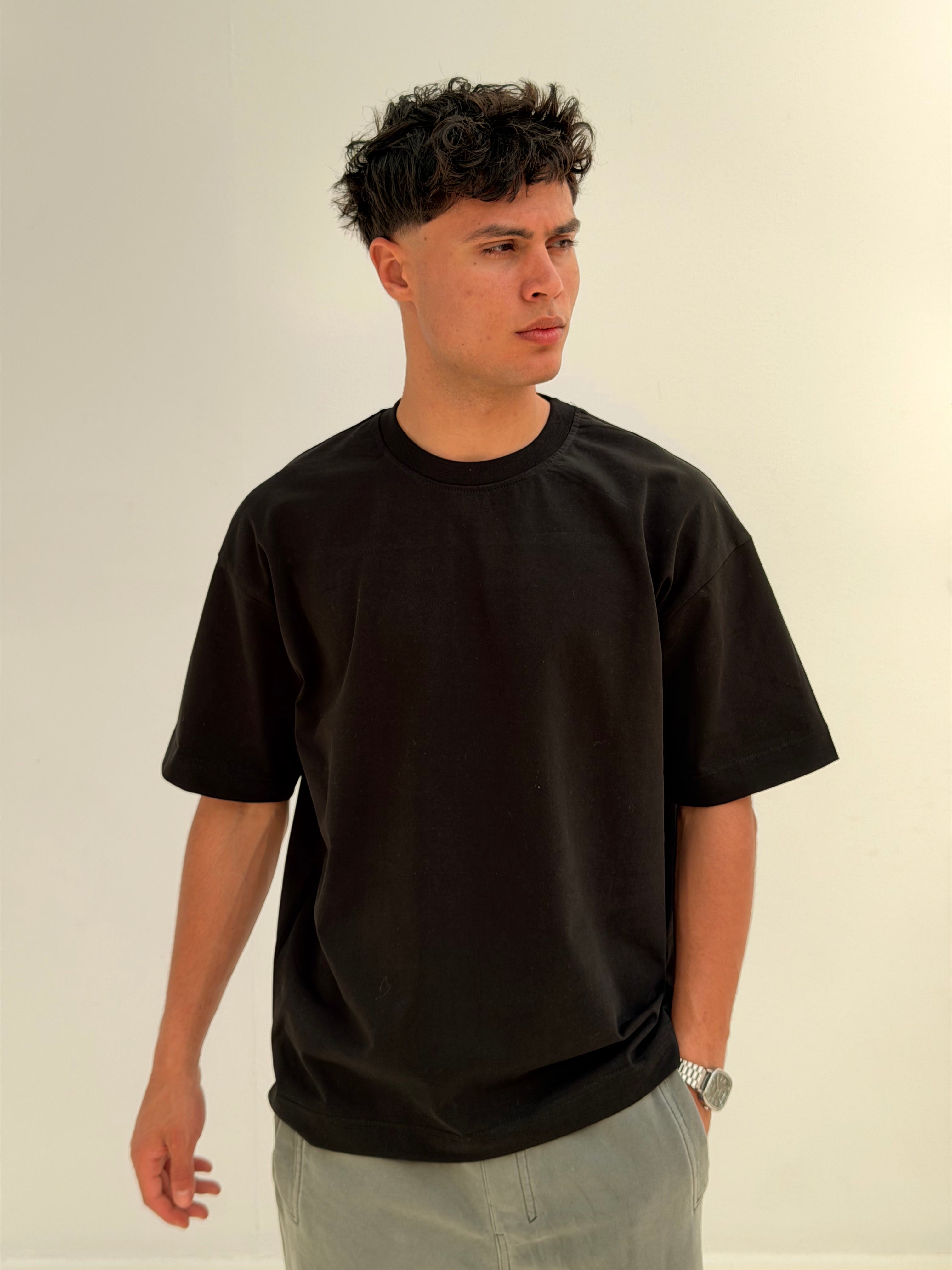 OVERSIZED BACK LINE TEE BASIC - BLACK