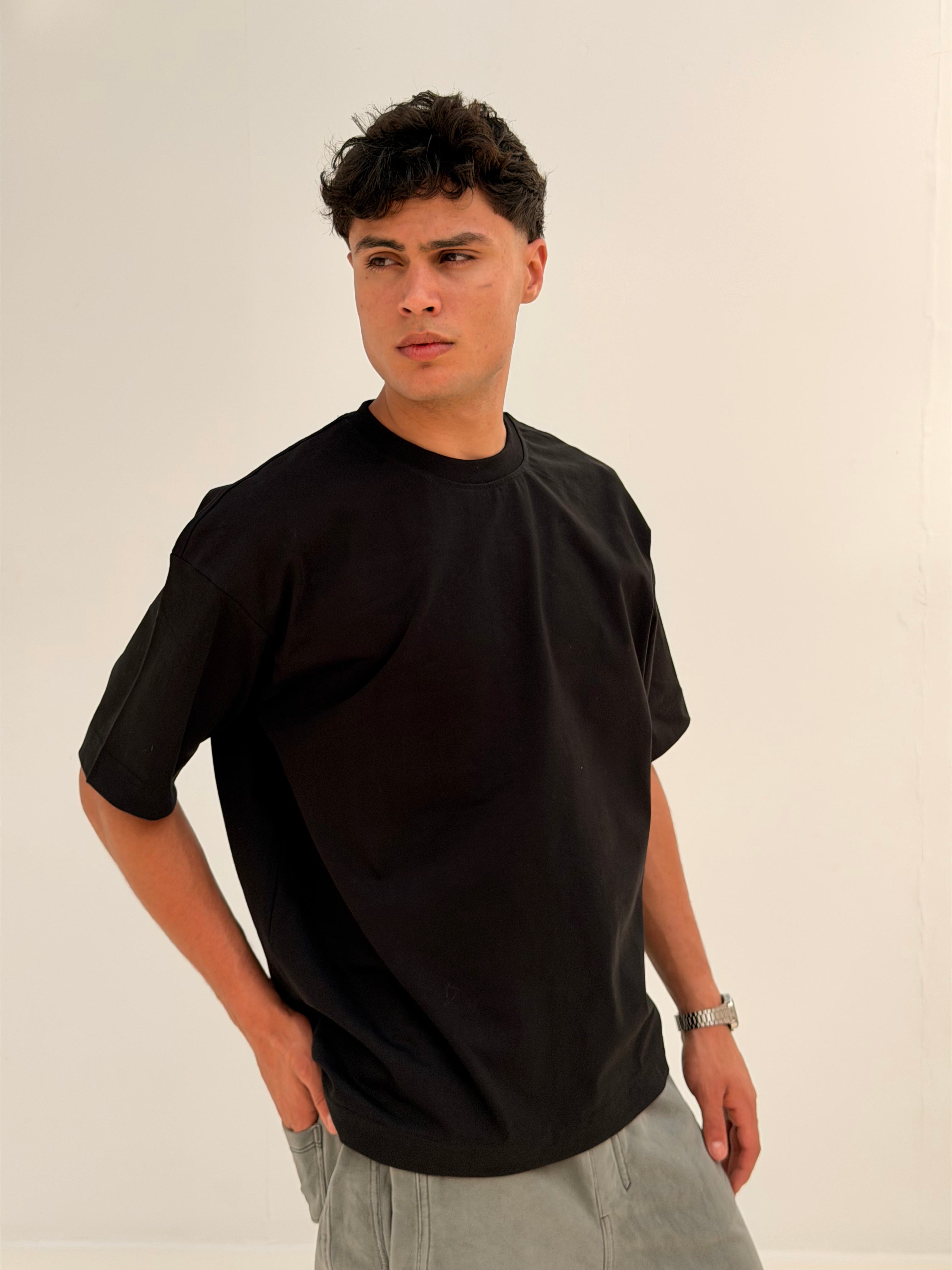 OVERSIZED BACK LINE TEE BASIC - BLACK