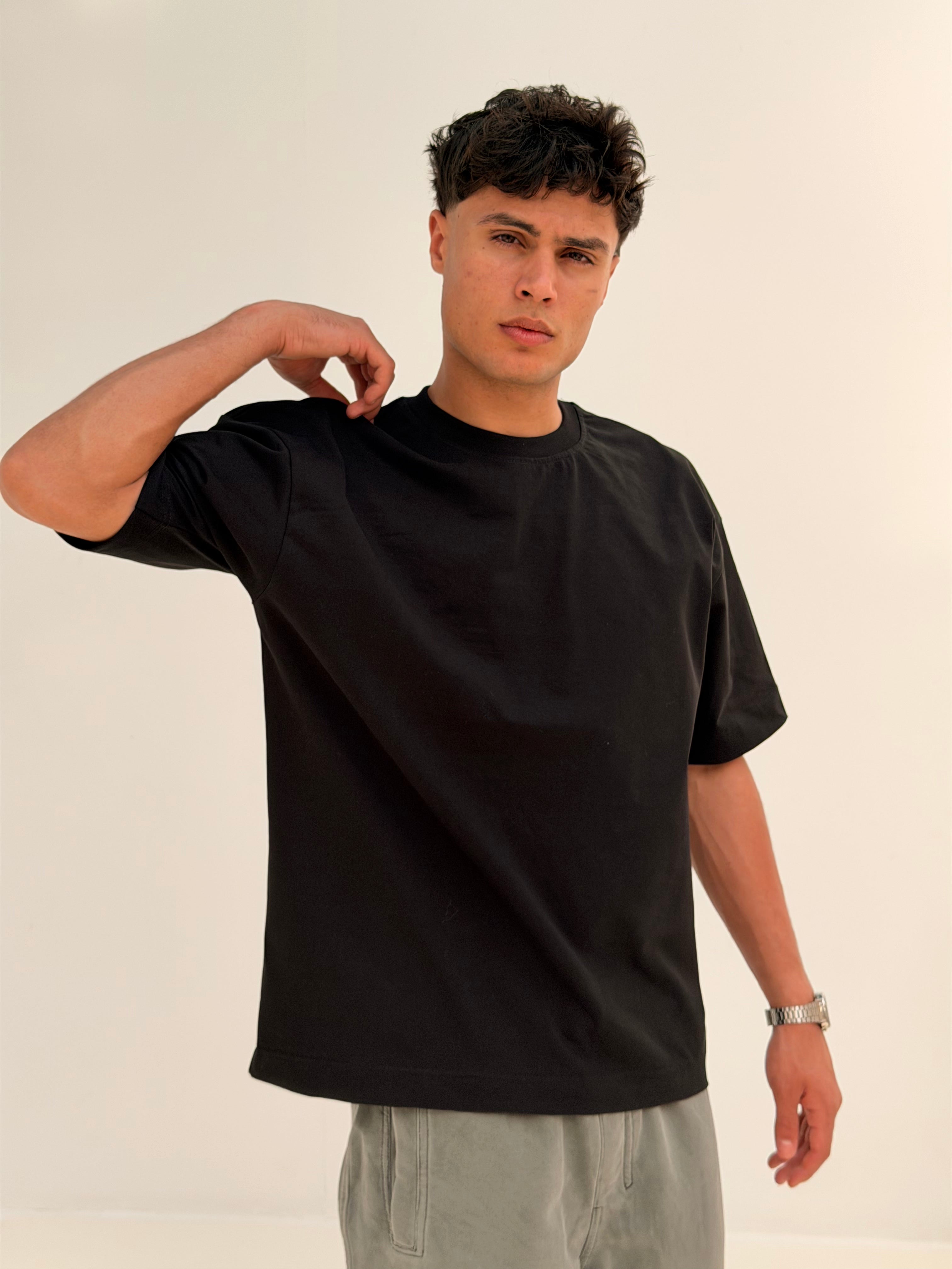 OVERSIZED BACK LINE TEE BASIC - BLACK