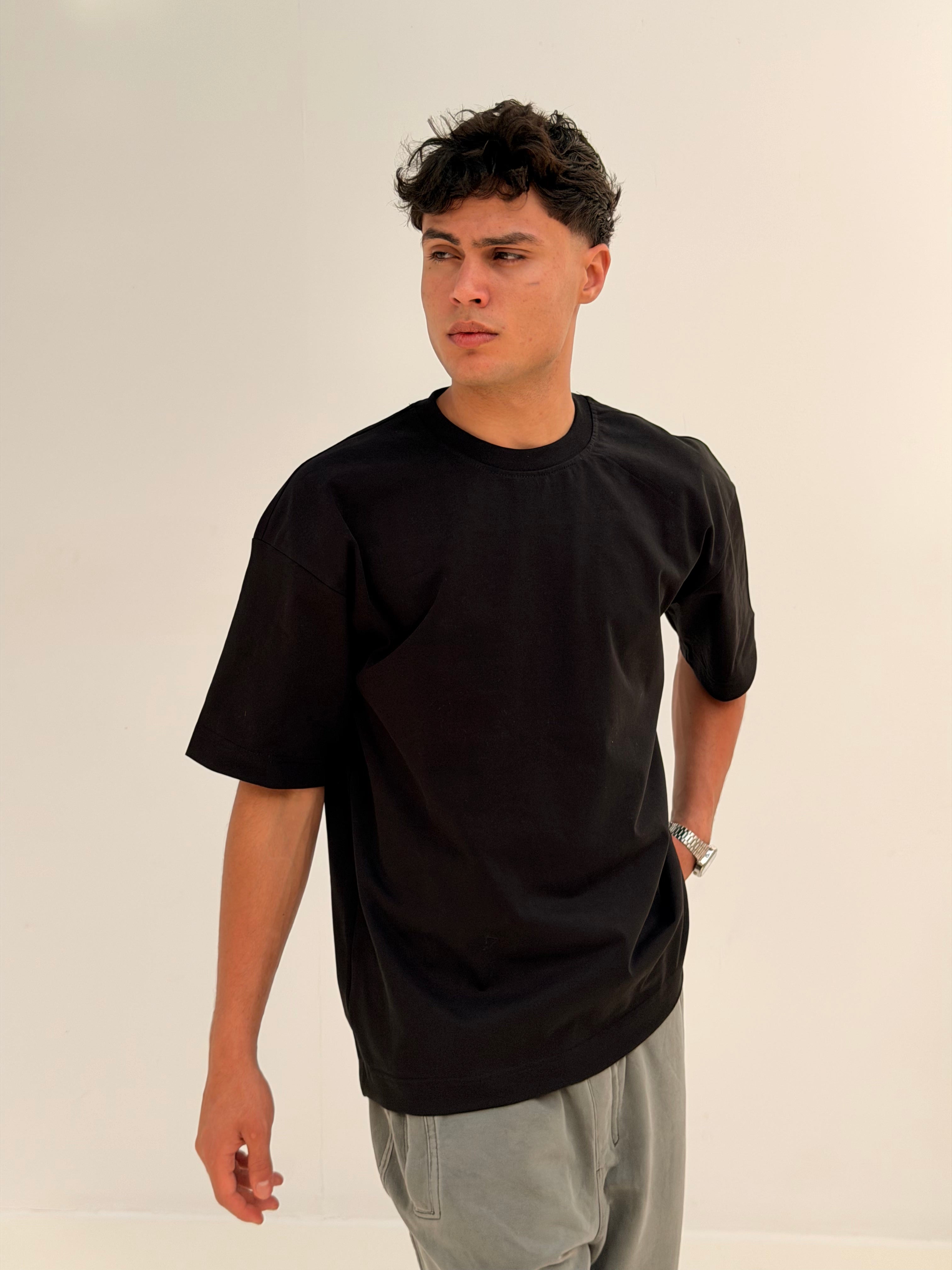 OVERSIZED BACK LINE TEE BASIC - BLACK